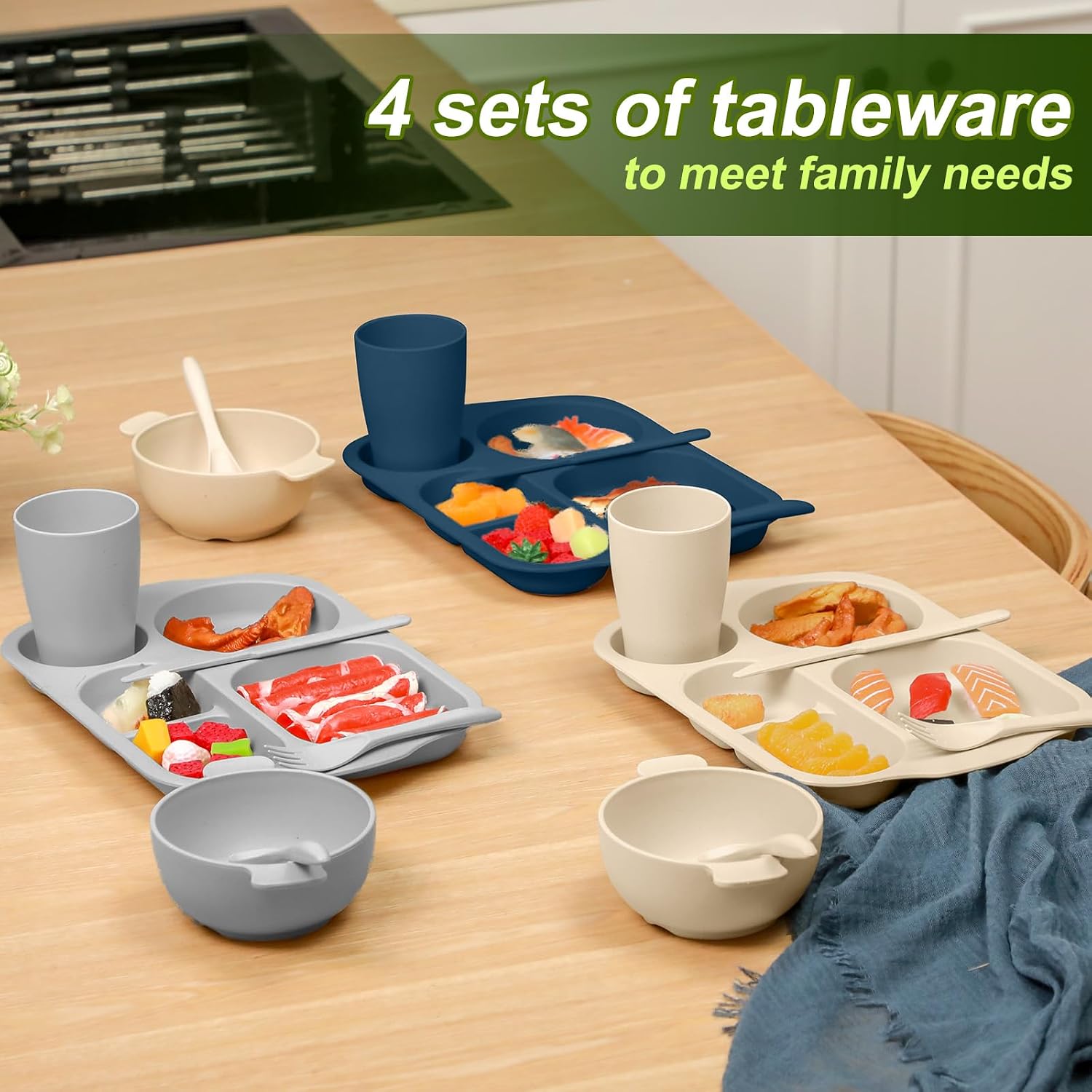 24-Piece Wheat Straw Dining Set for 4