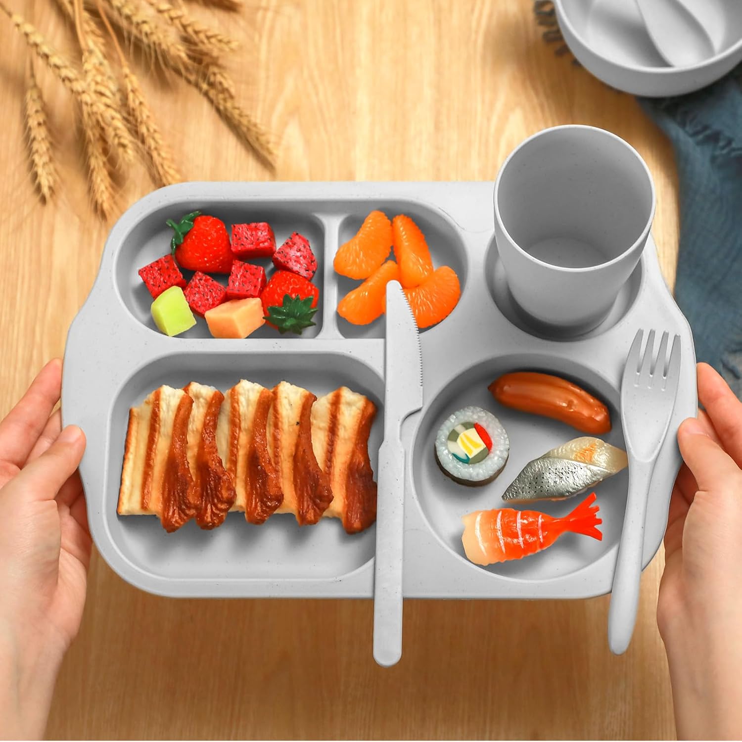 24-Piece Wheat Straw Dining Set for 4