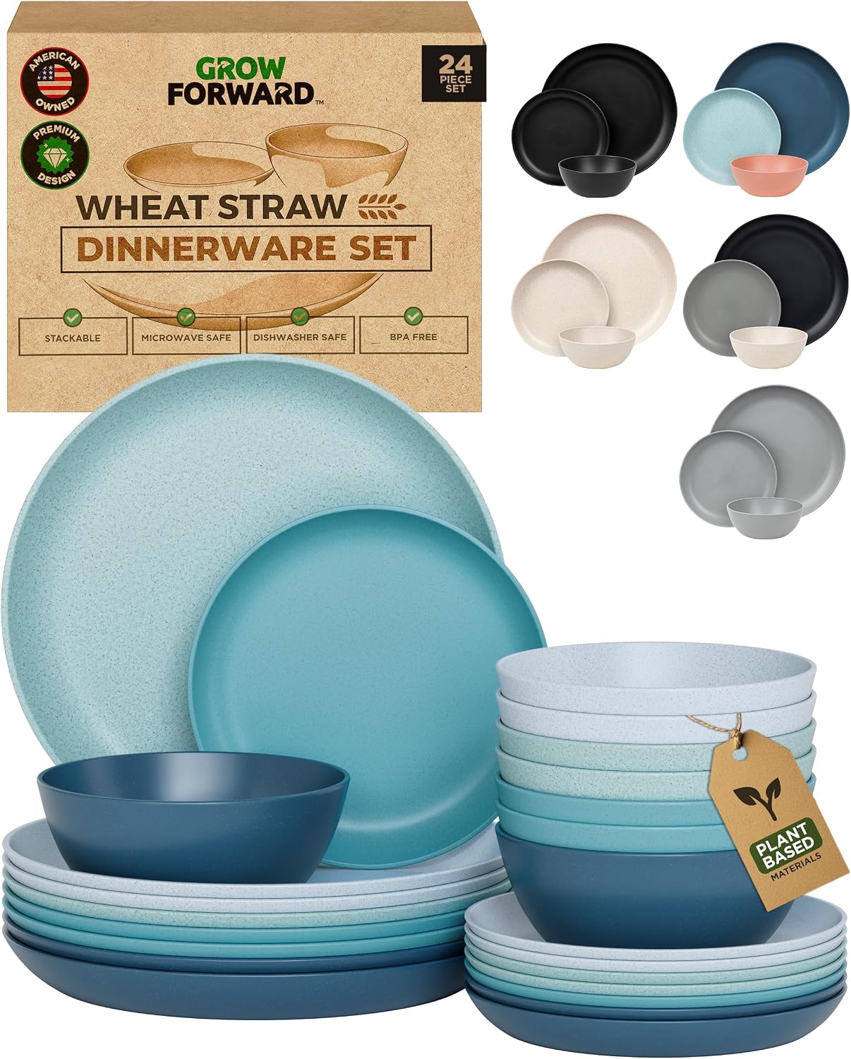 24-Piece Wheat Straw Dinnerware Set for 8