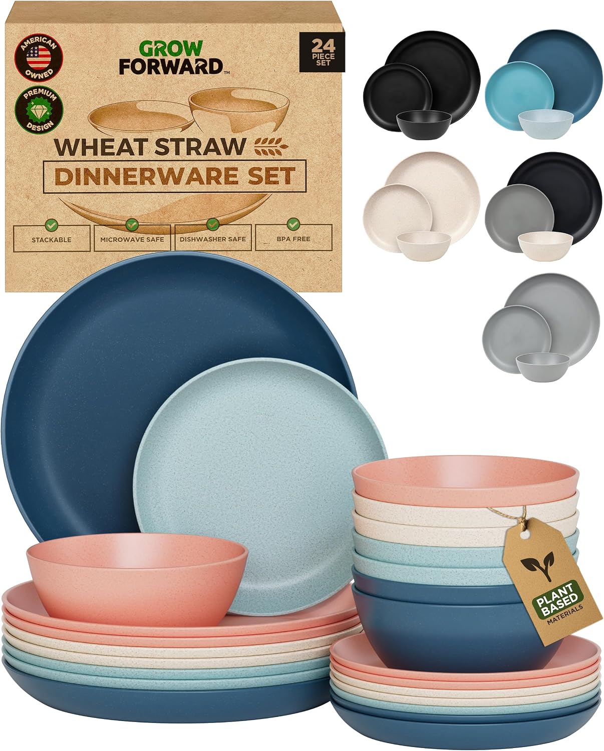 24-Piece Wheat Straw Dinnerware Set for 8