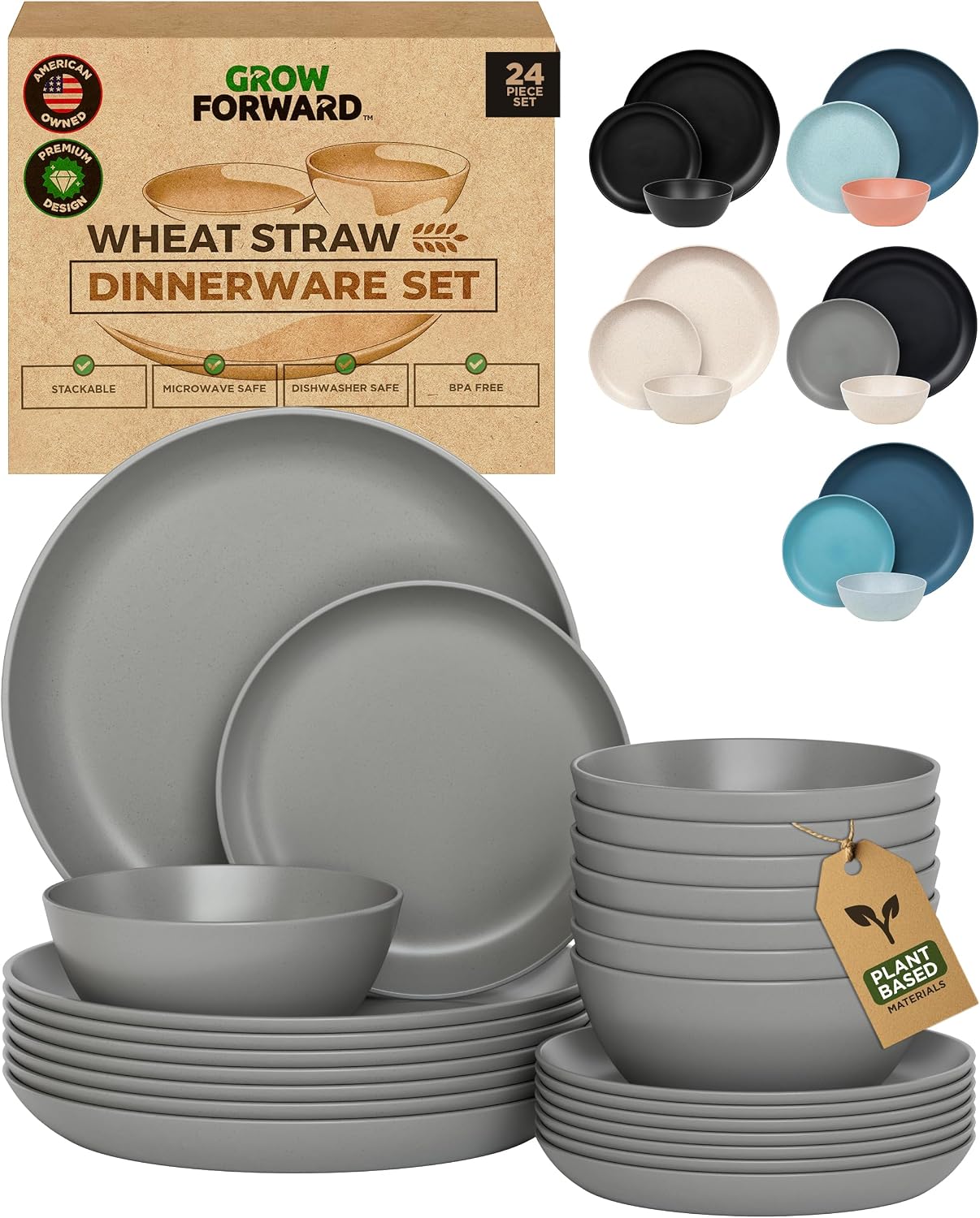 24-Piece Wheat Straw Dinnerware Set for 8