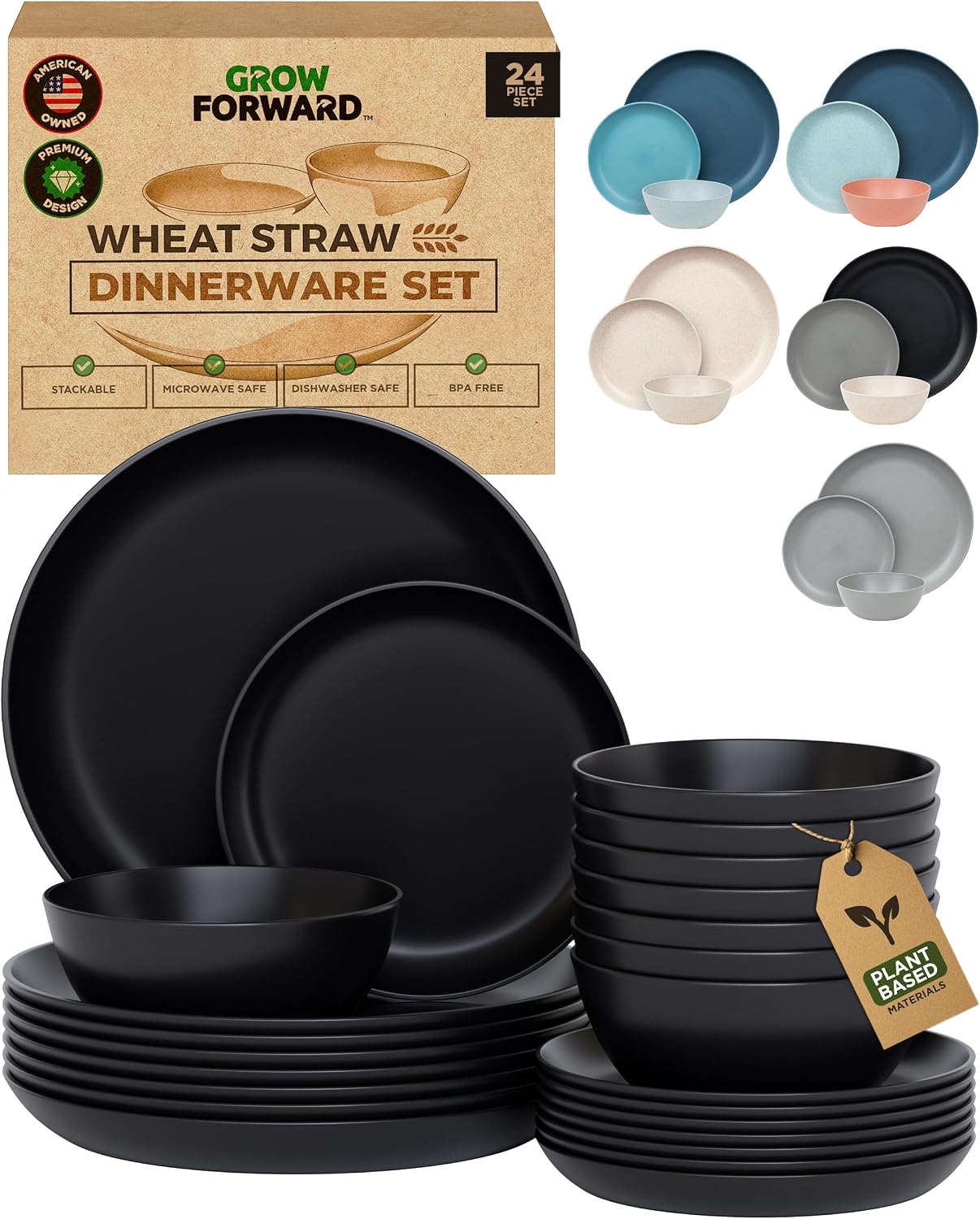 24-Piece Wheat Straw Dinnerware Set for 8