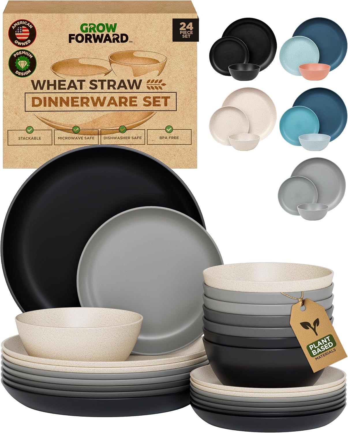 24-Piece Wheat Straw Dinnerware Set for 8