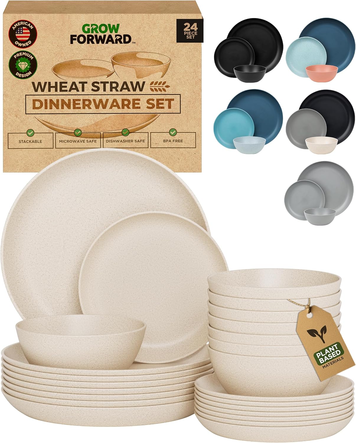24-Piece Wheat Straw Dinnerware Set for 8