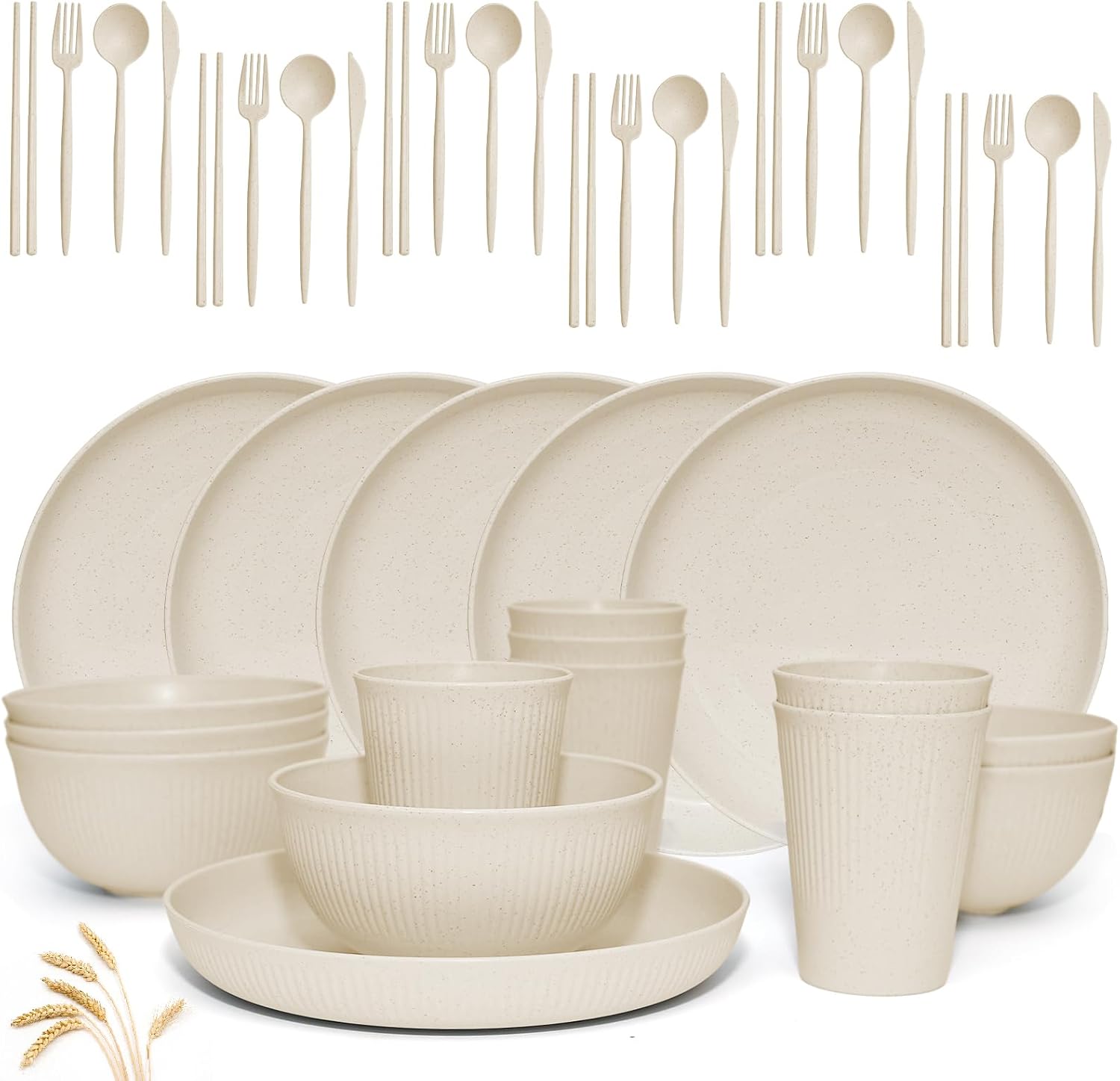 36-piece Wheat Straw Dinnerware