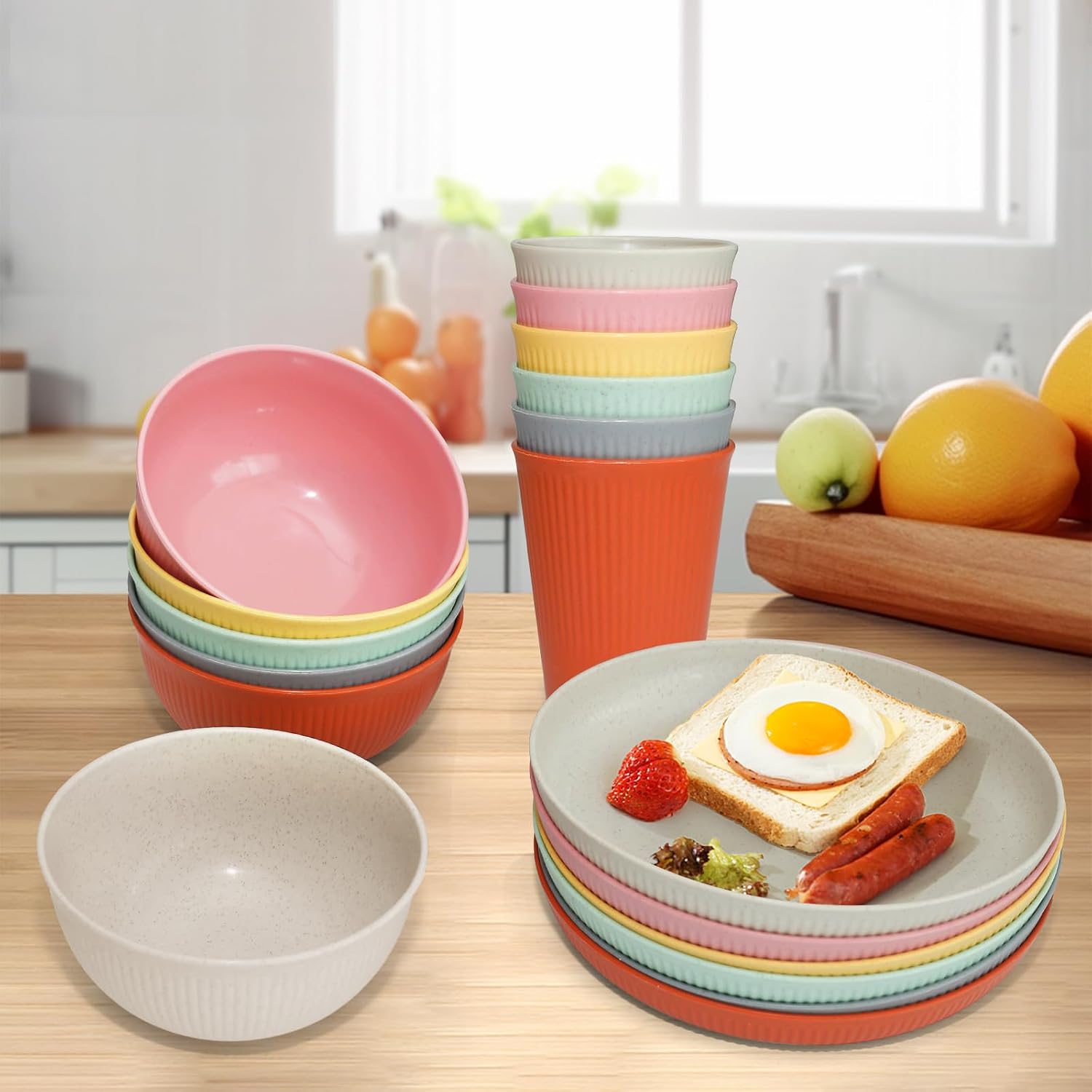 36-piece Wheat Straw Dinnerware