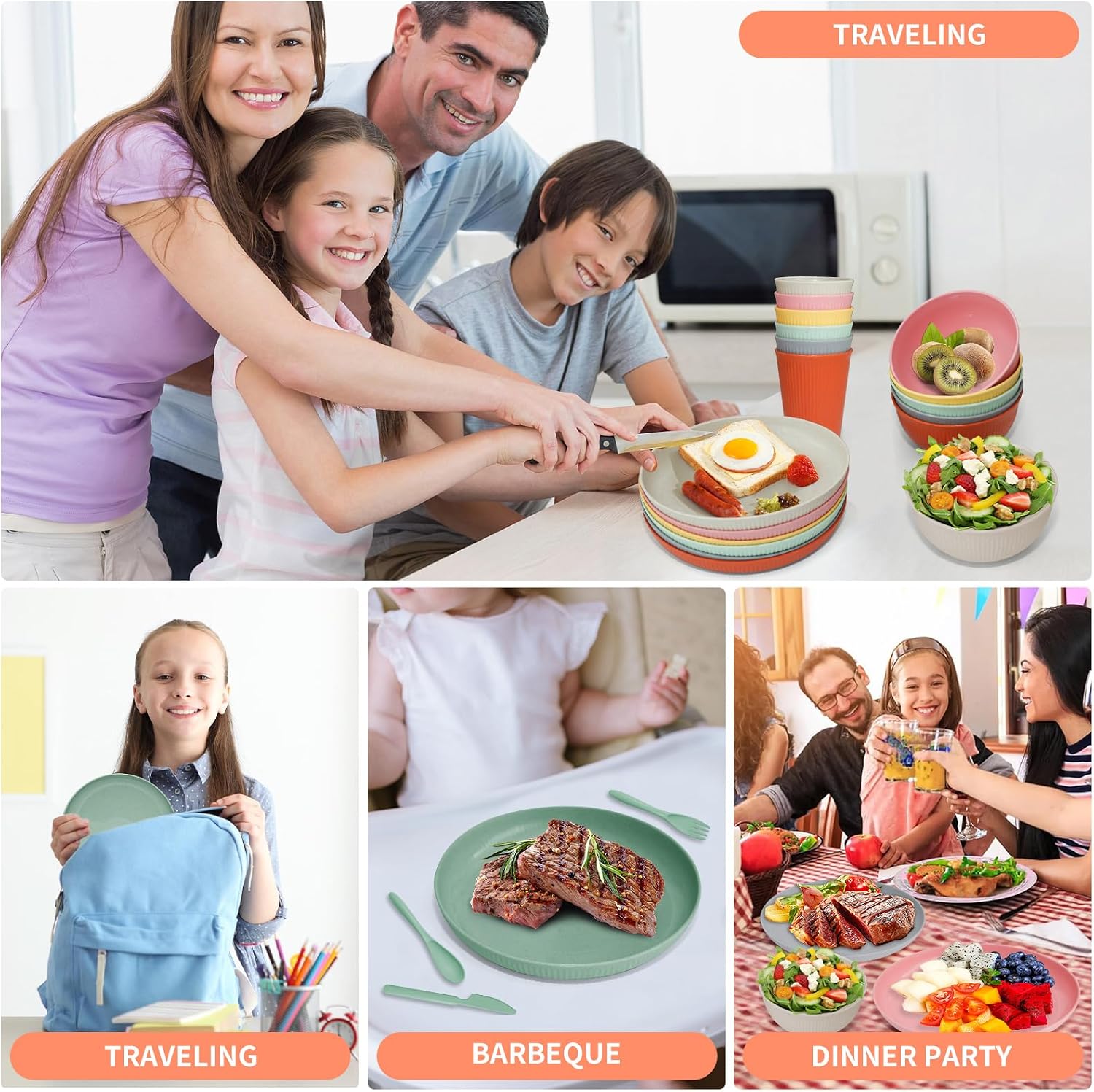 36-piece Wheat Straw Dinnerware