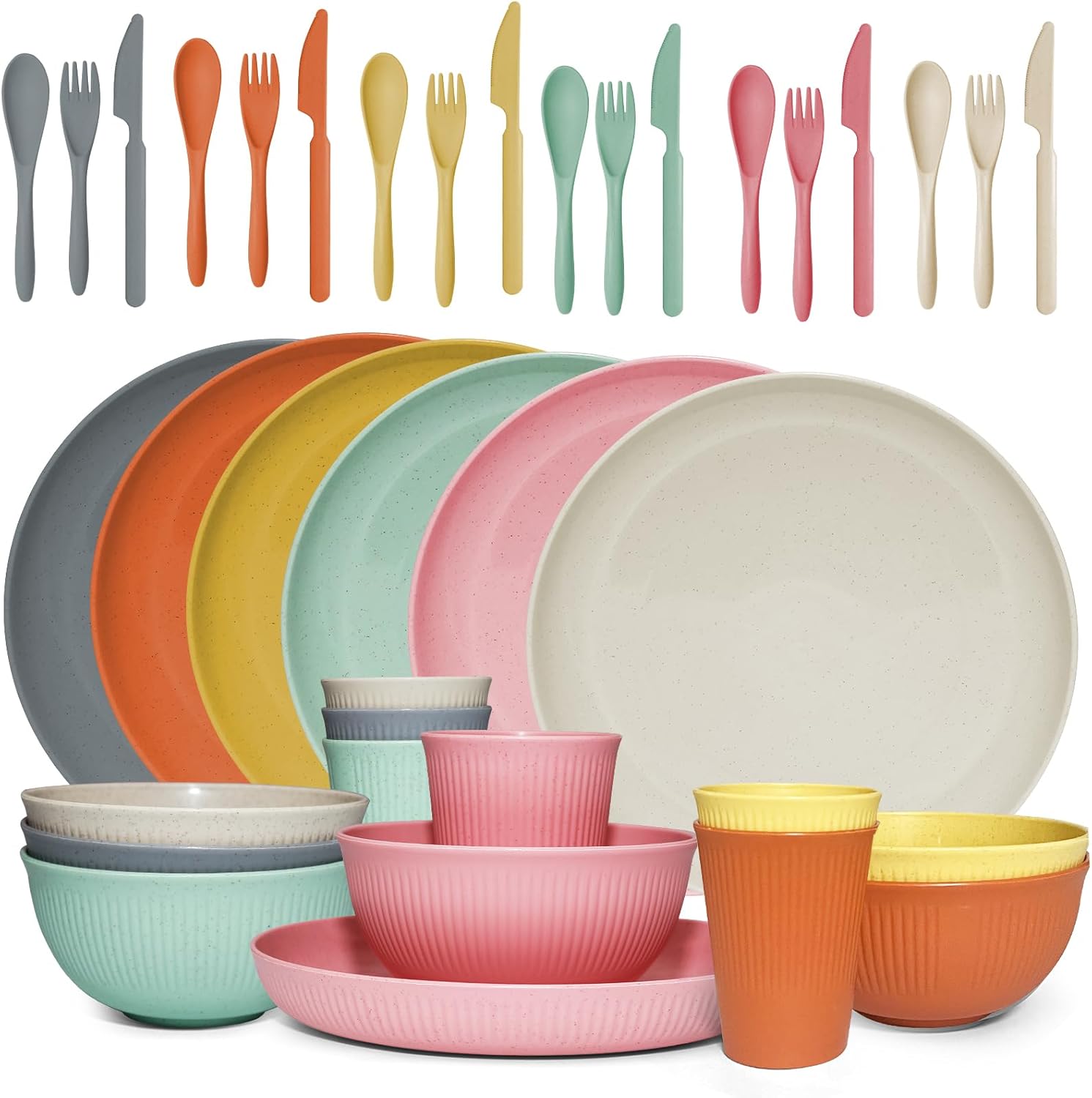 36-piece Wheat Straw Dinnerware