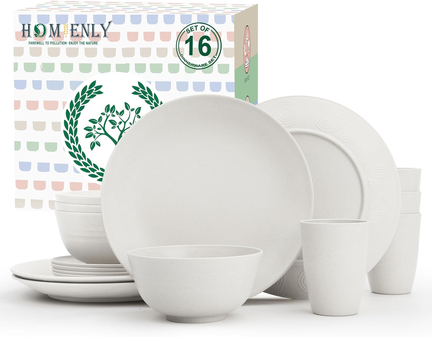 40-Piece Wheat Straw Dining Set for Eight