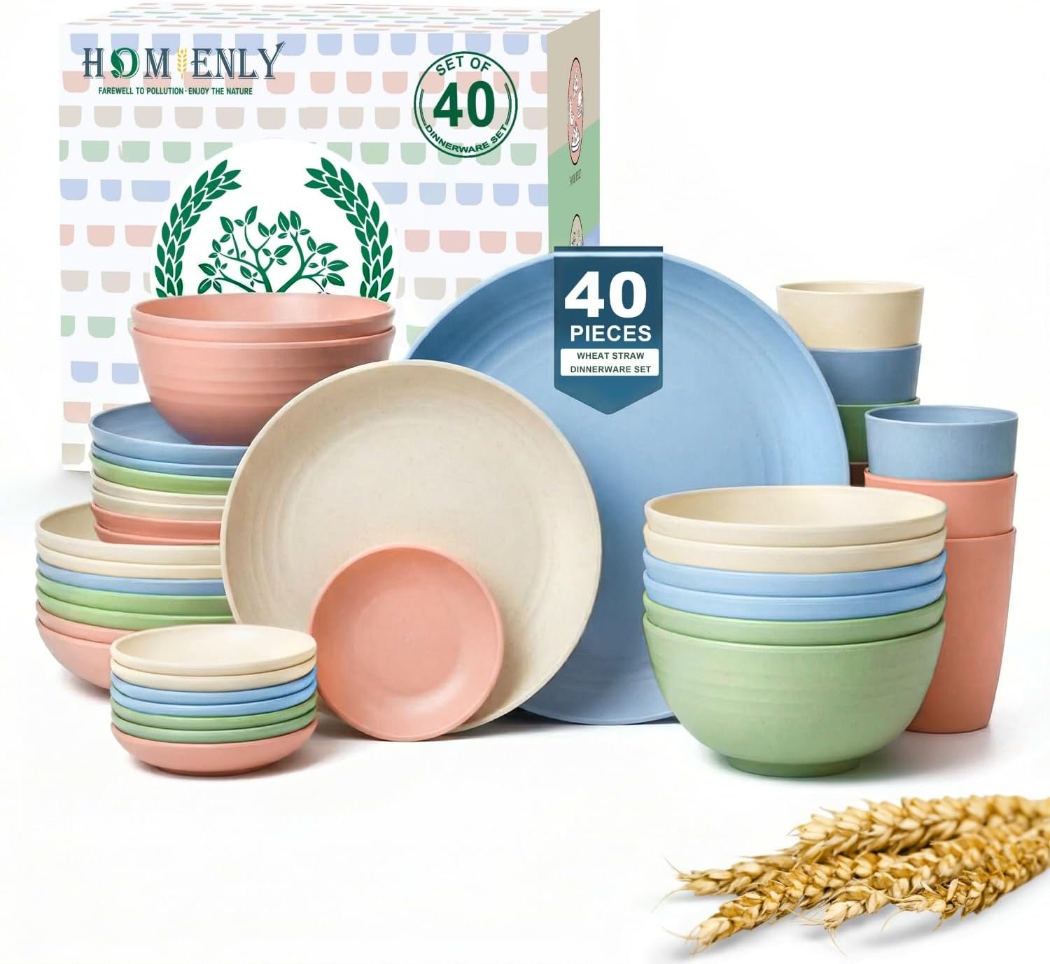 40-piece Wheat Straw Dinner Set