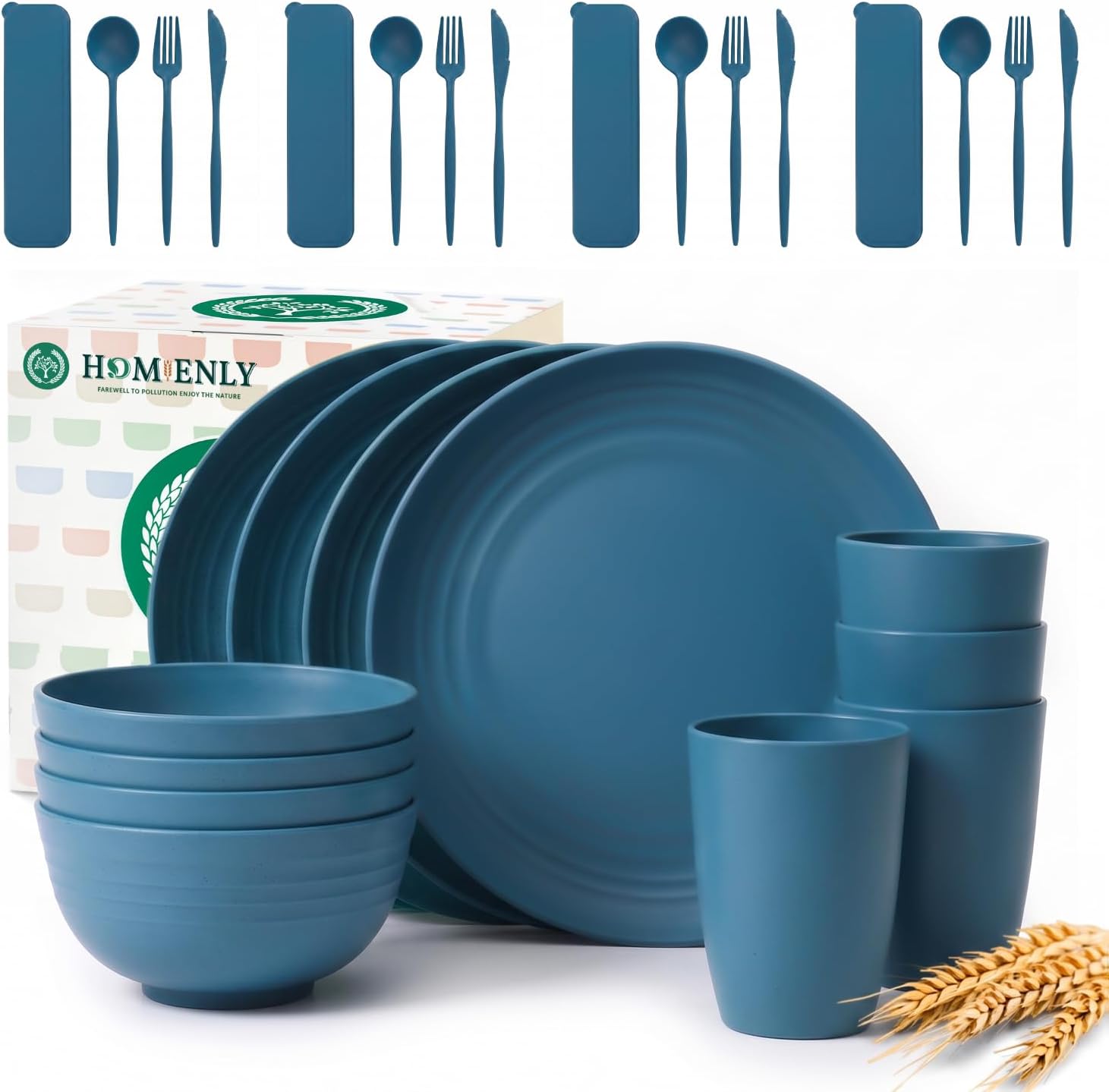 40-piece Wheat Straw Dinner Set