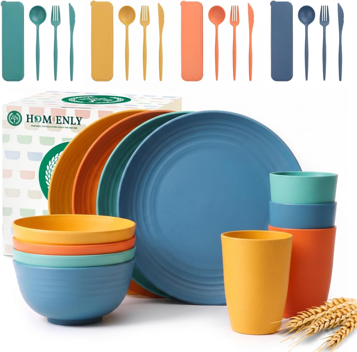 40-piece Wheat Straw Dinner Set