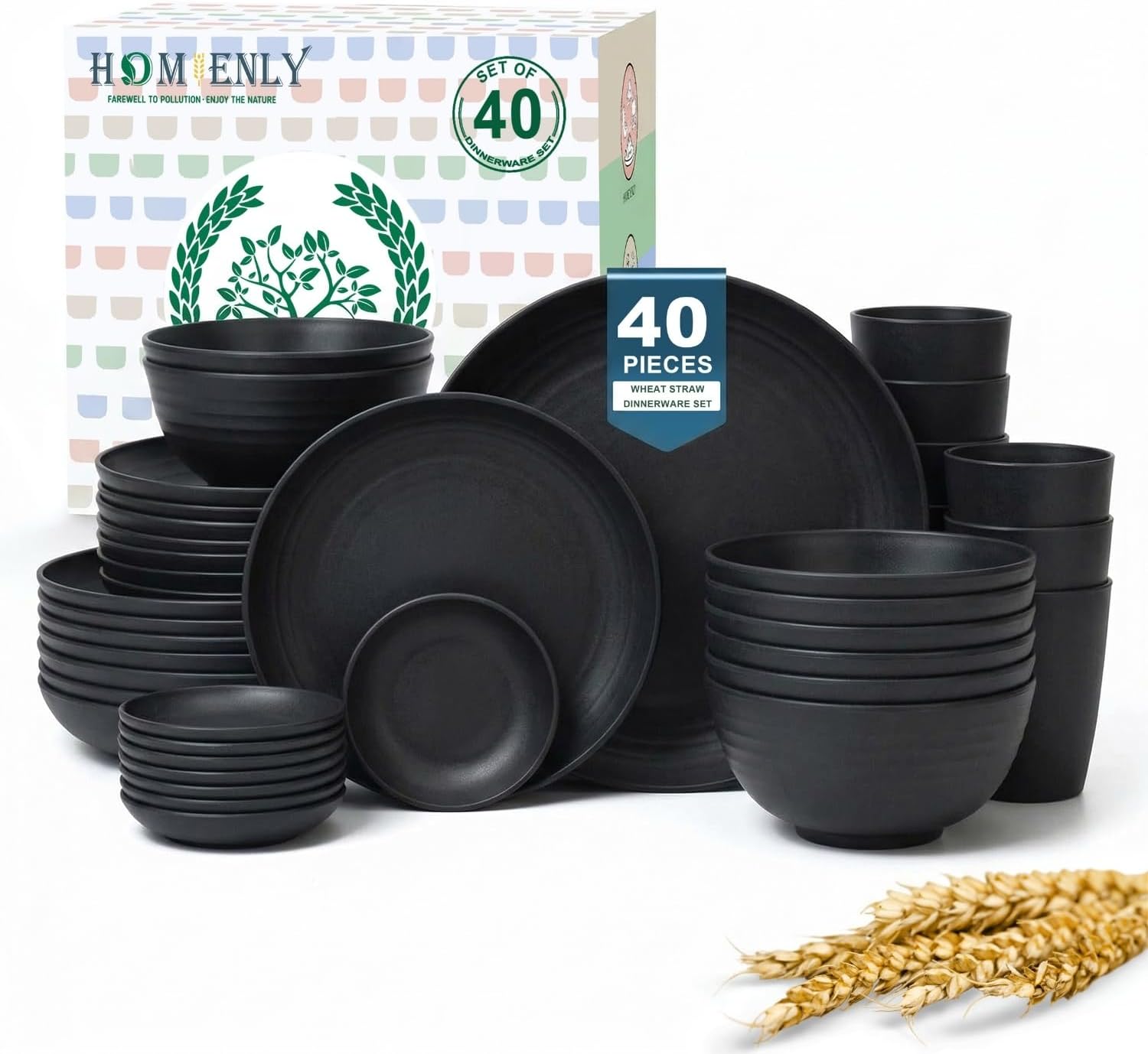 40-piece Wheat Straw Dinner Set