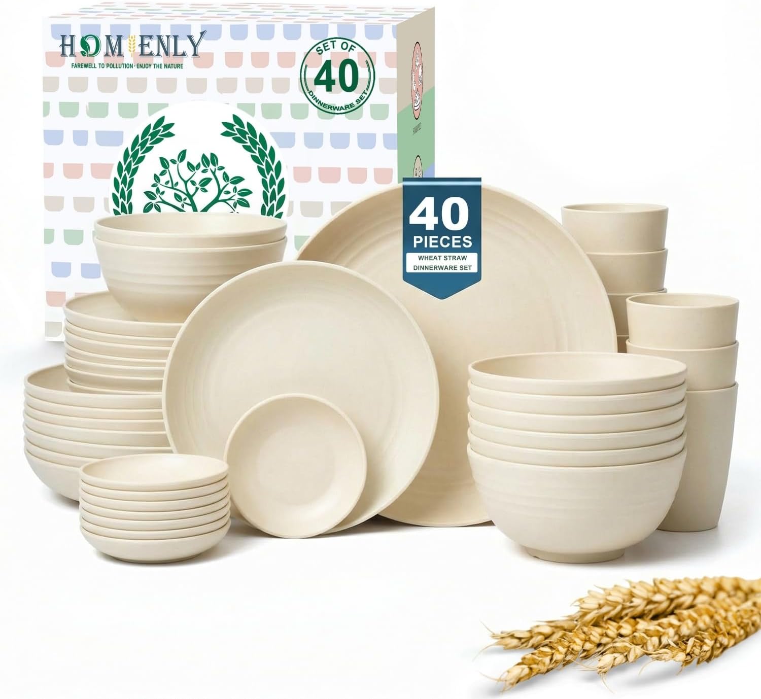 40-piece Wheat Straw Dinner Set