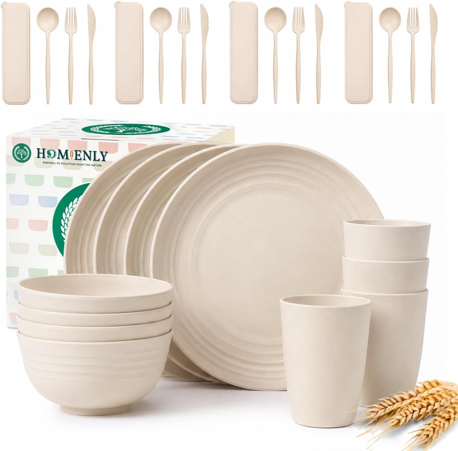 40-piece Wheat Straw Dinner Set
