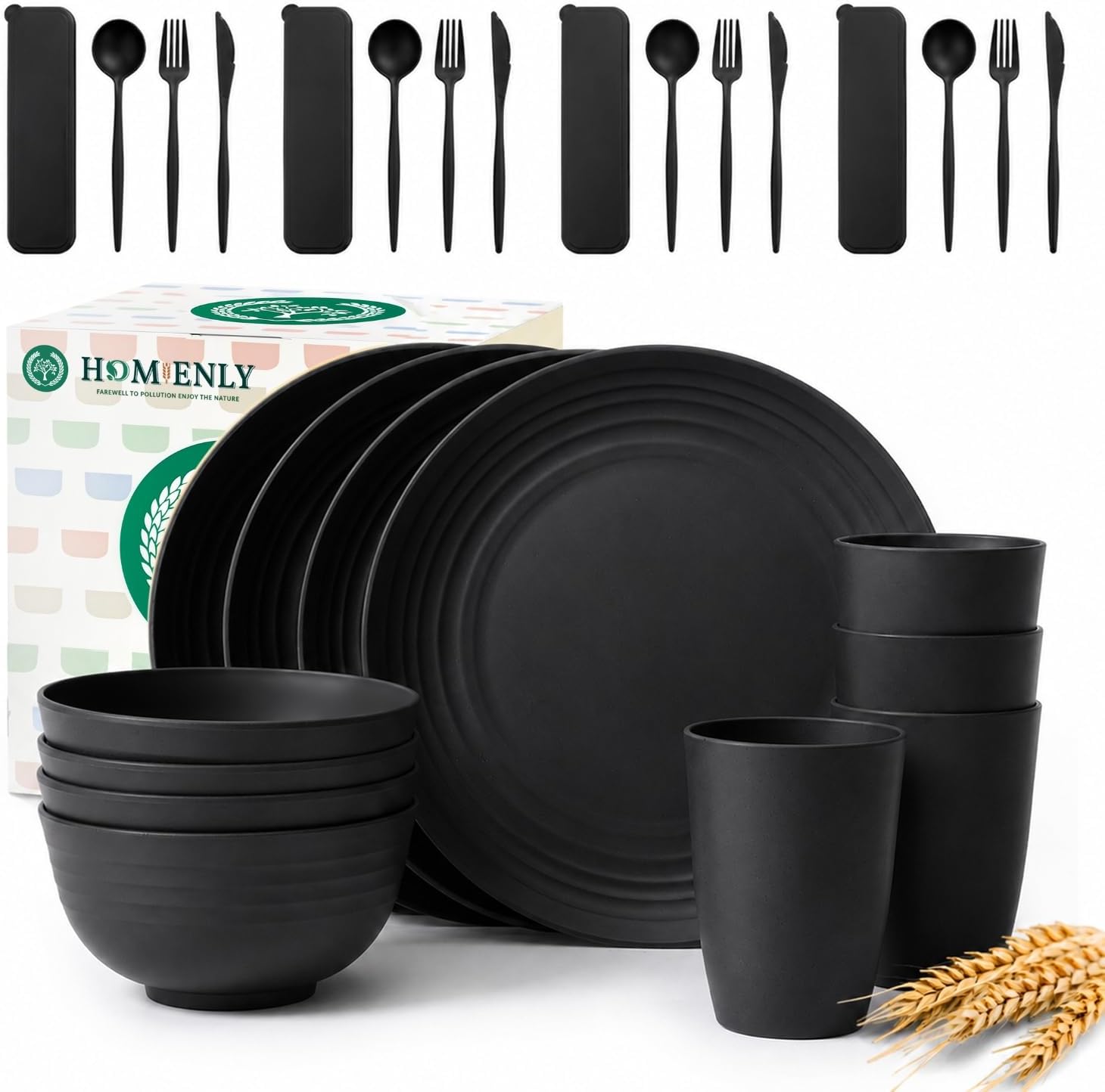 40-piece Wheat Straw Dinner Set