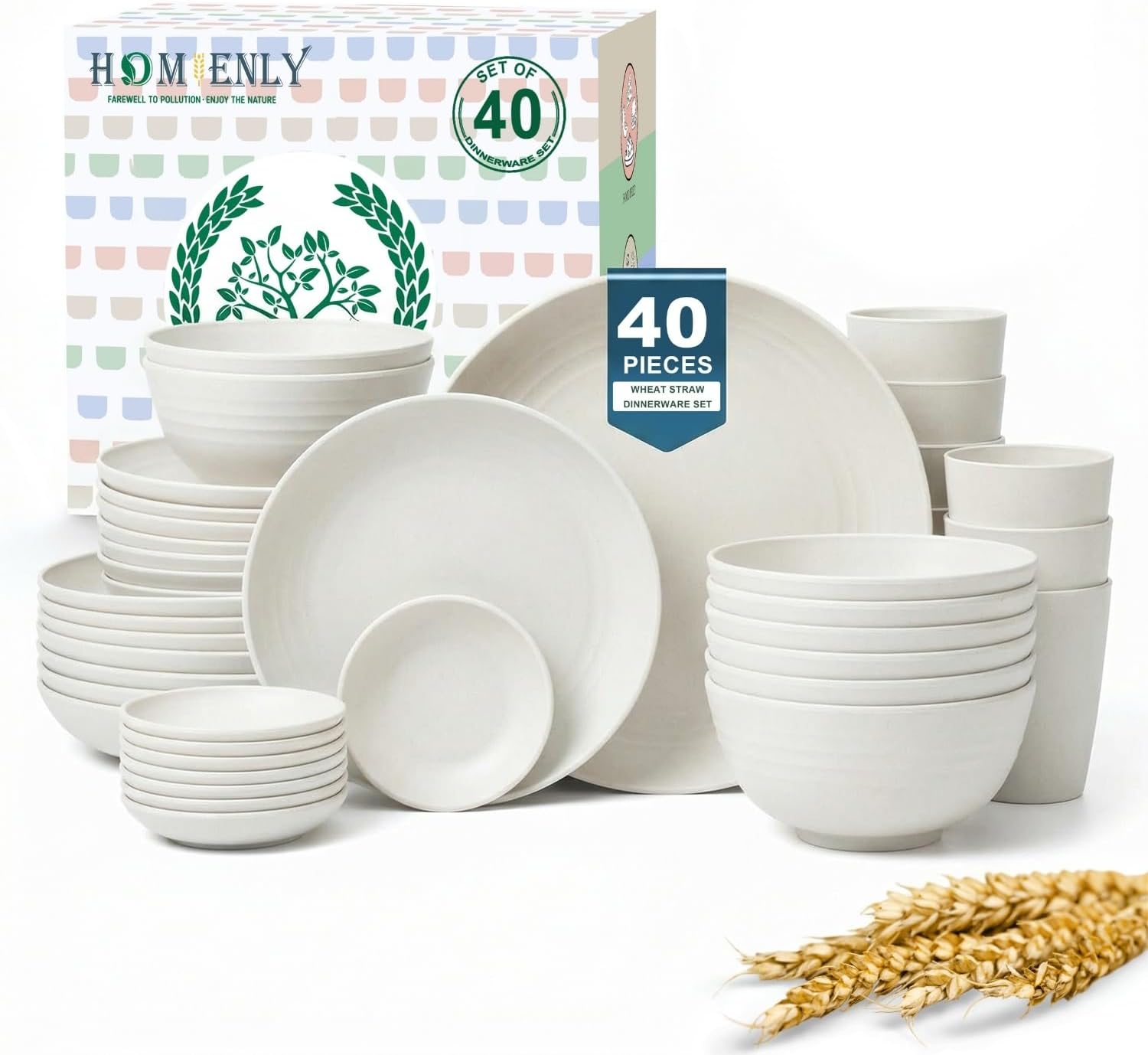40-piece Wheat Straw Dinner Set