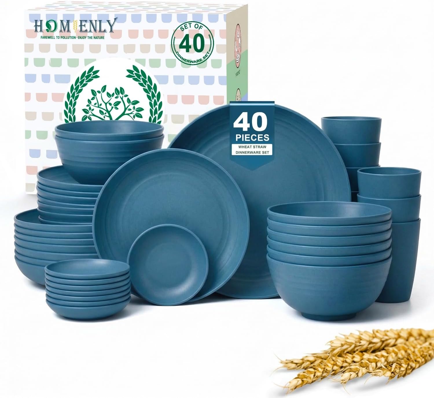 40-piece Wheat Straw Dinner Set