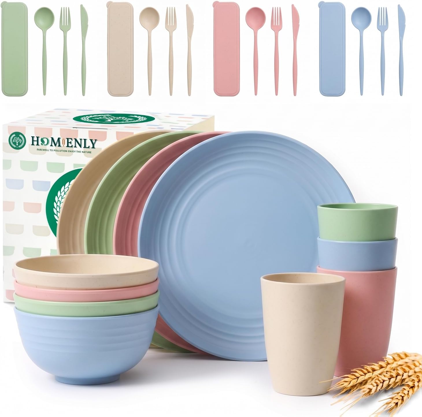 40-piece Wheat Straw Dinner Set
