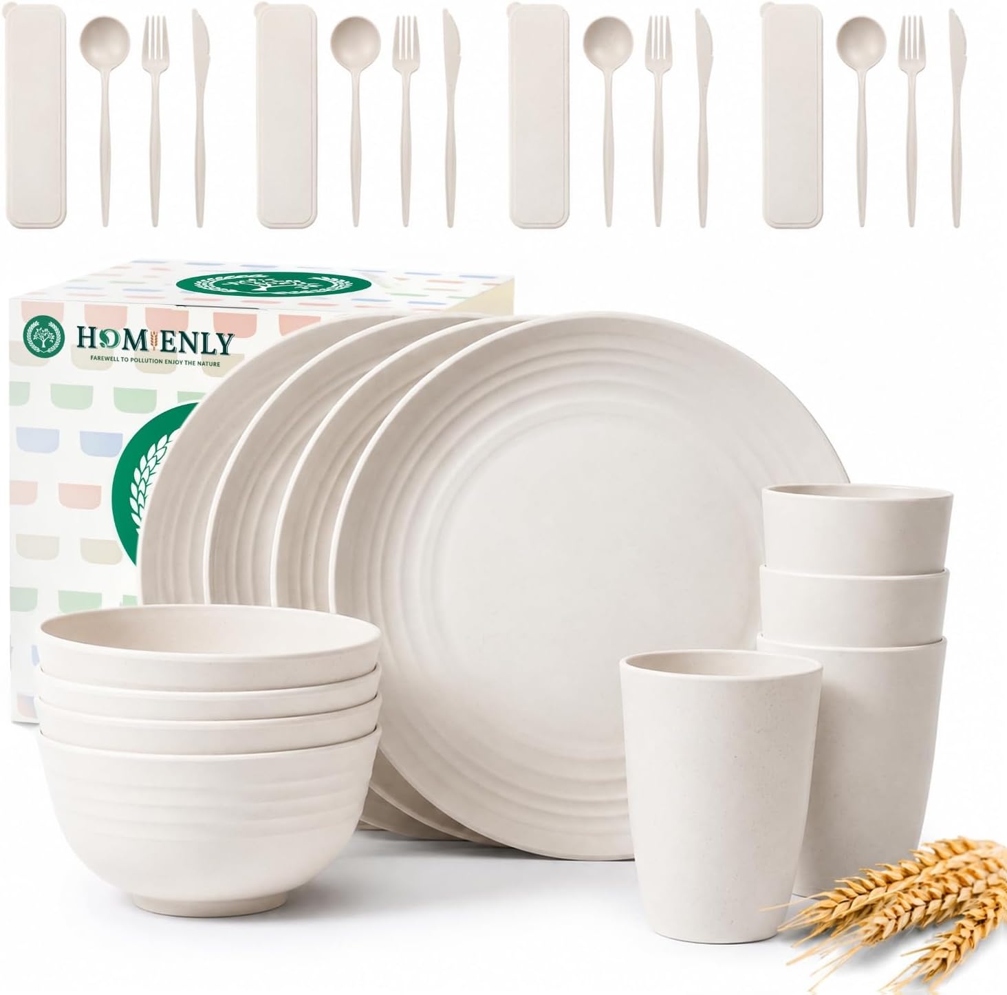 40-piece Wheat Straw Dinner Set
