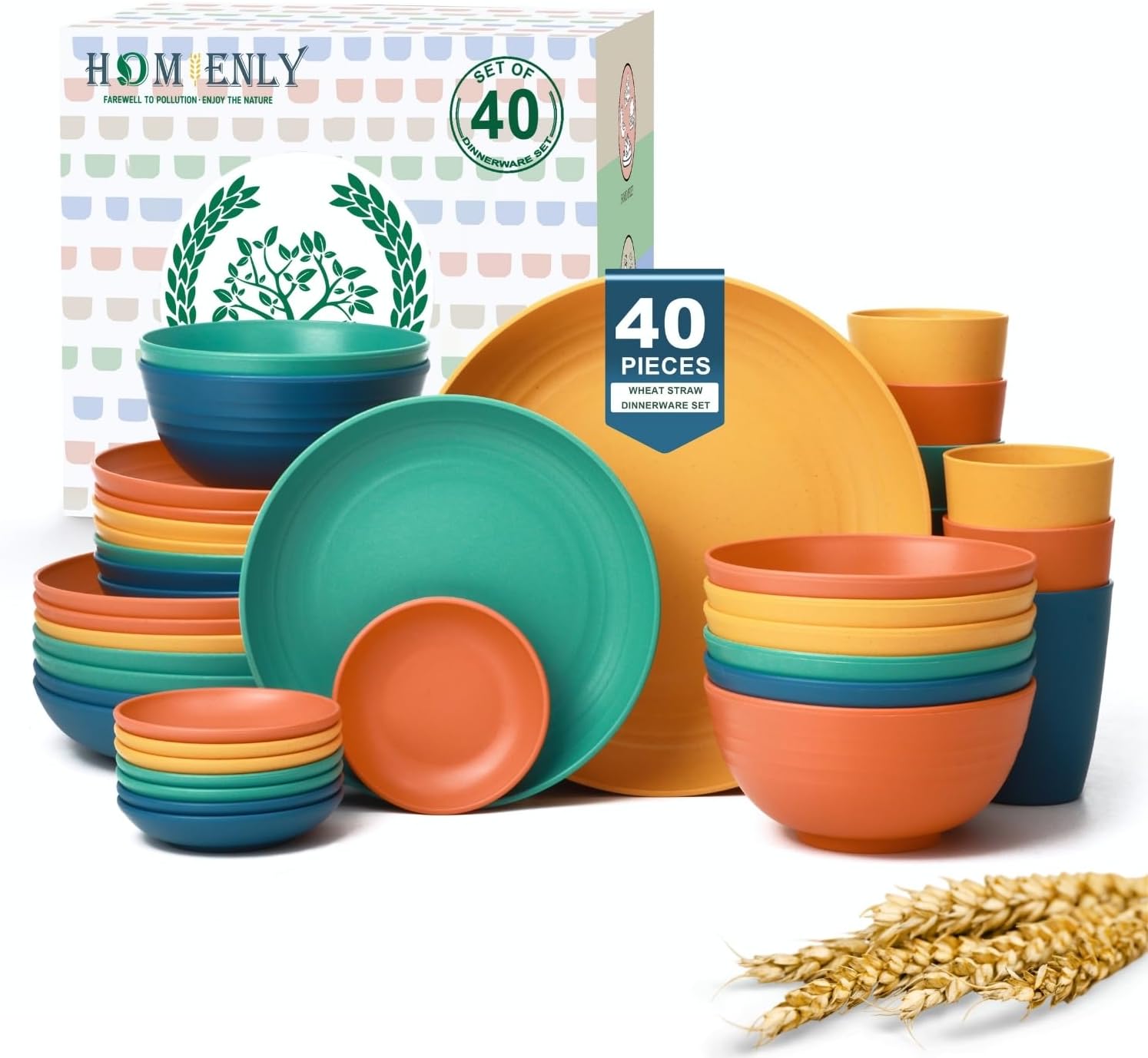 40-piece Wheat Straw Dinner Set