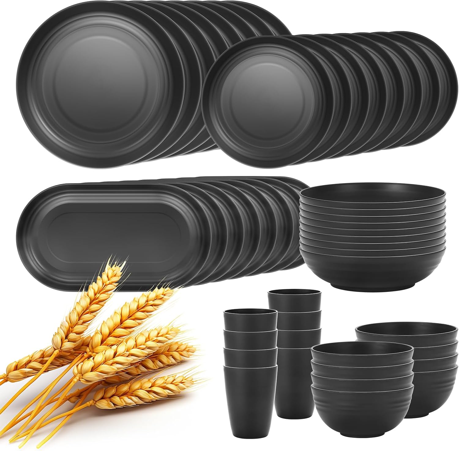 48-Piece Wheat Straw Dinnerware Set