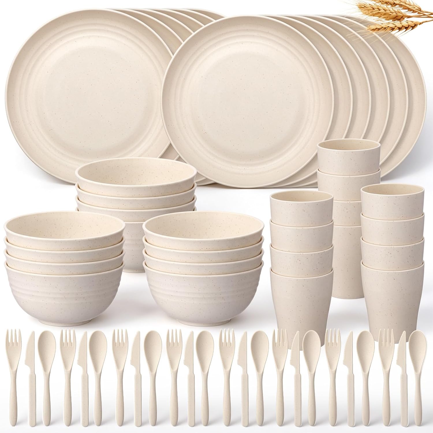 72-Piece Wheat Straw Dining Set for 12