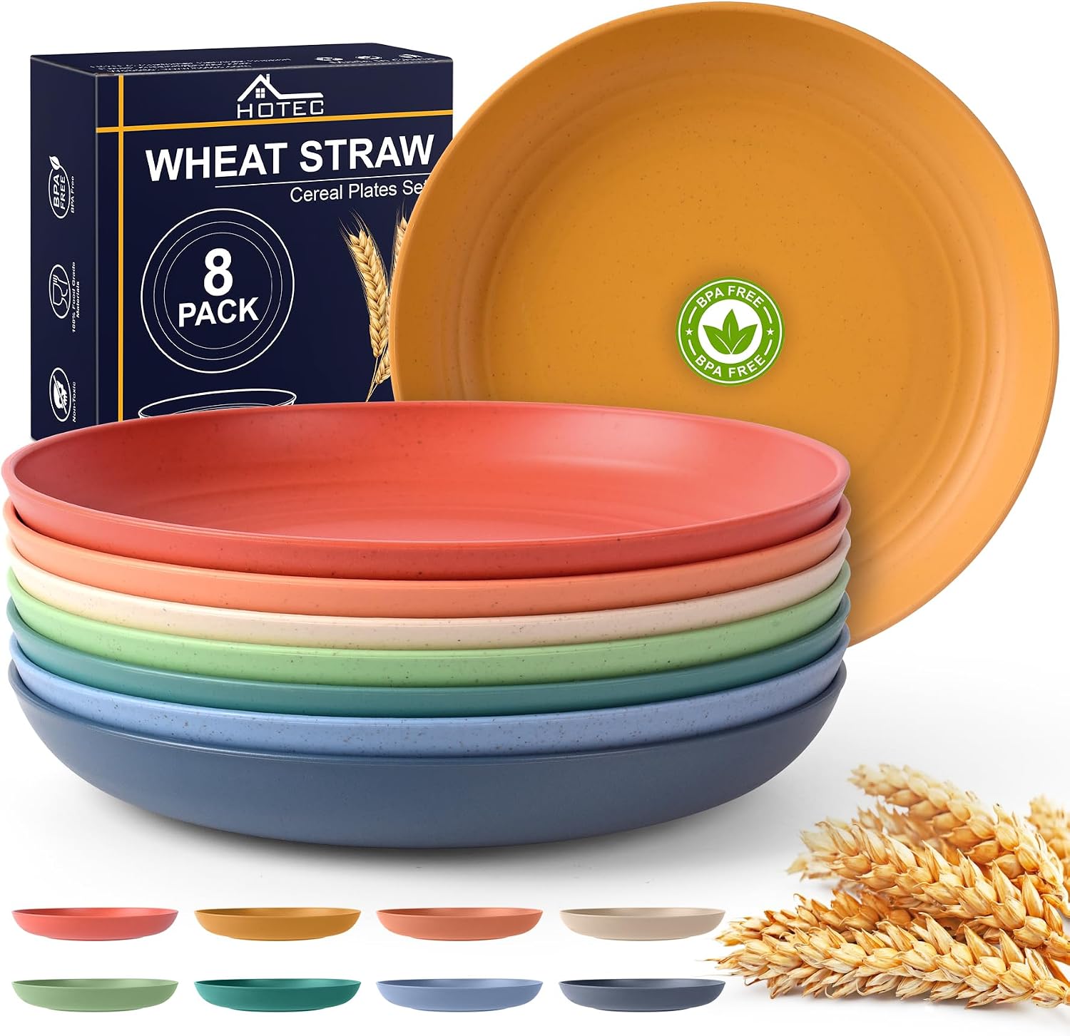 8-Pack Multicolor Wheat Straw