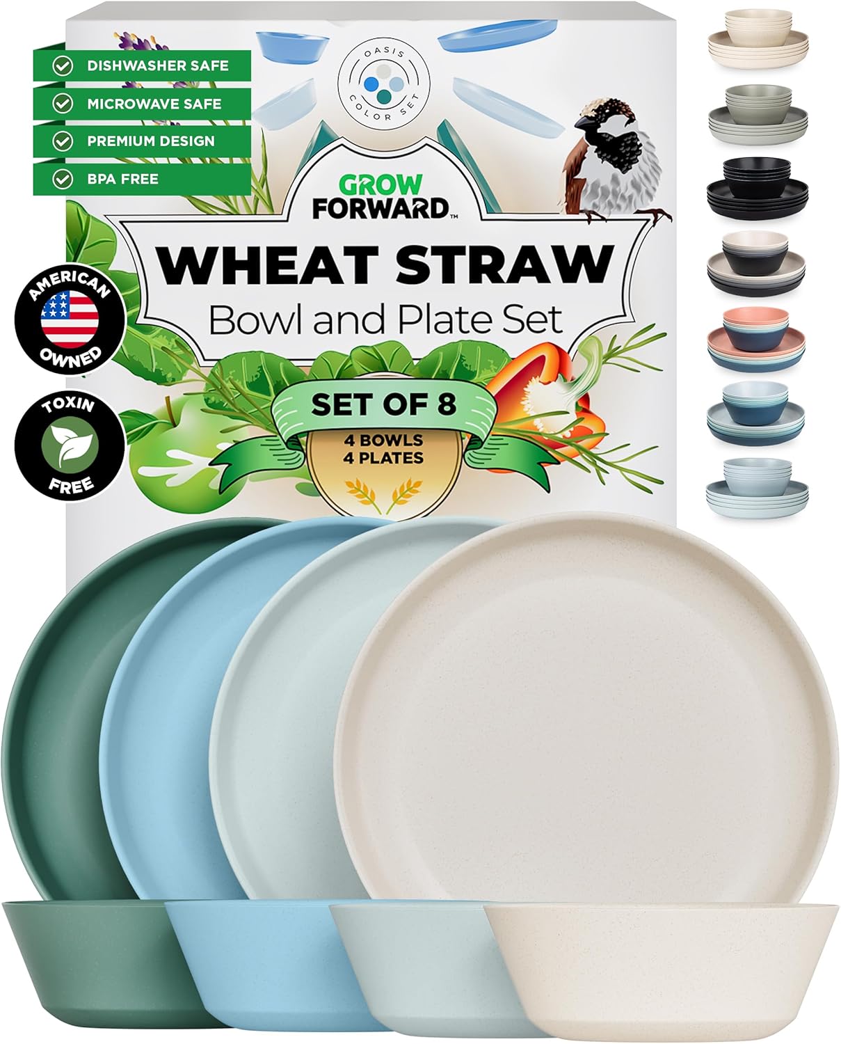 8-Piece Wheat Straw Dinnerware