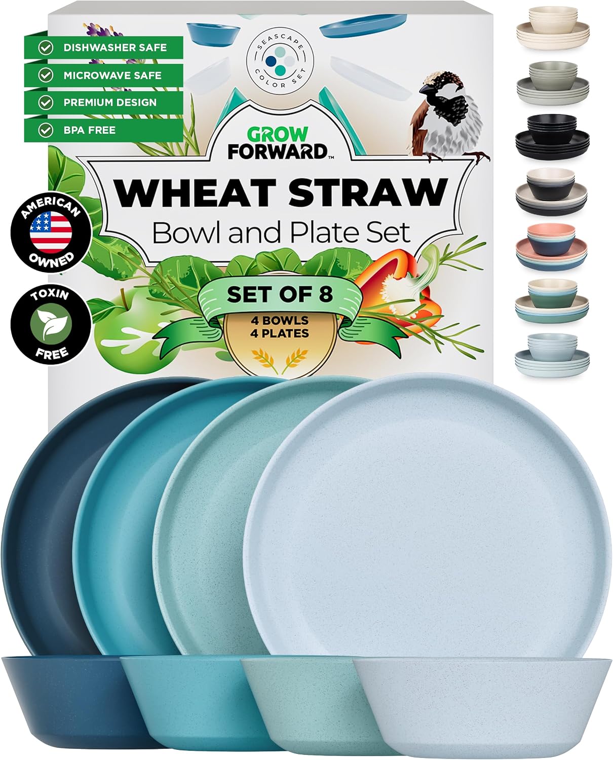 8-Piece Wheat Straw Dinnerware