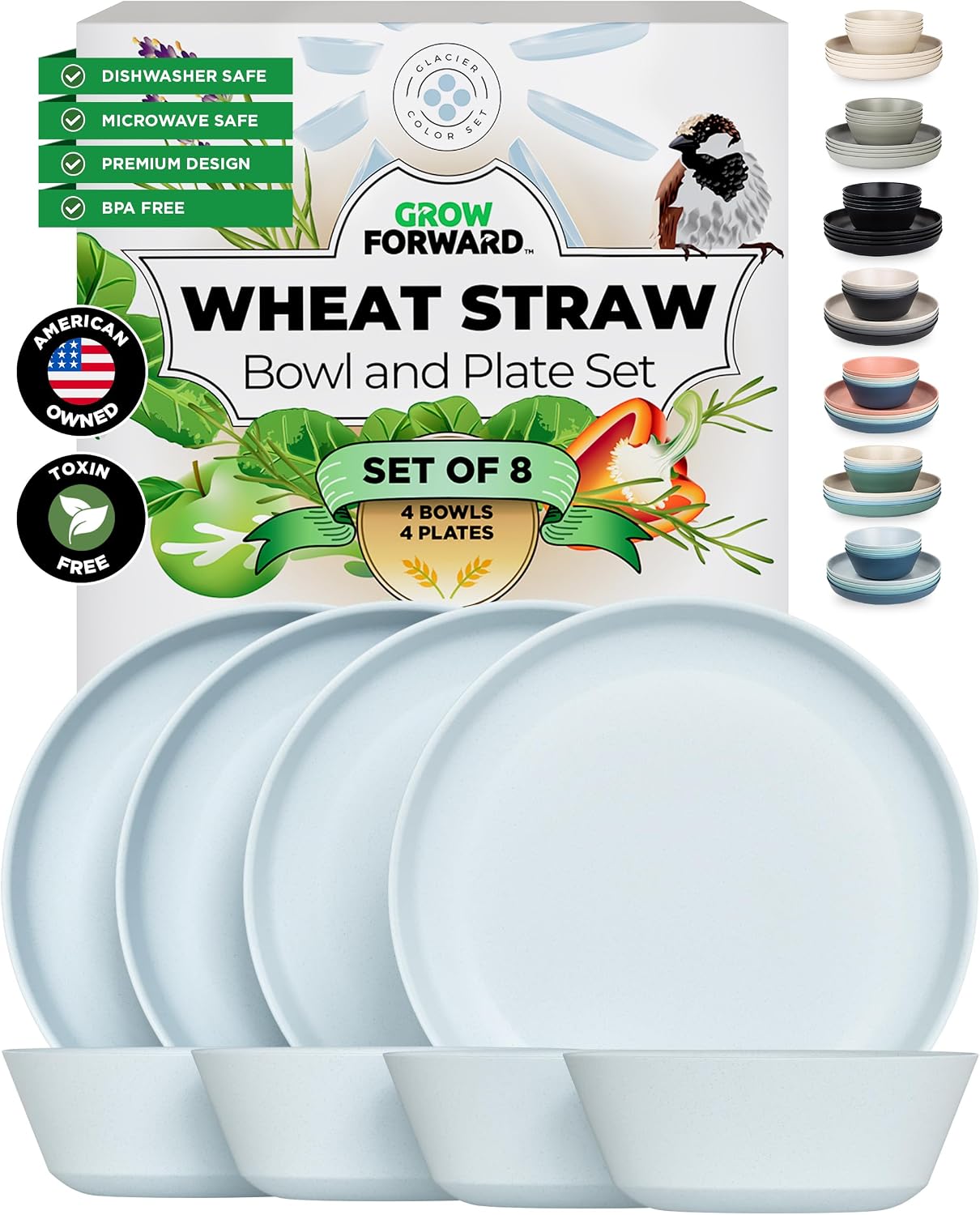 8-Piece Wheat Straw Dinnerware