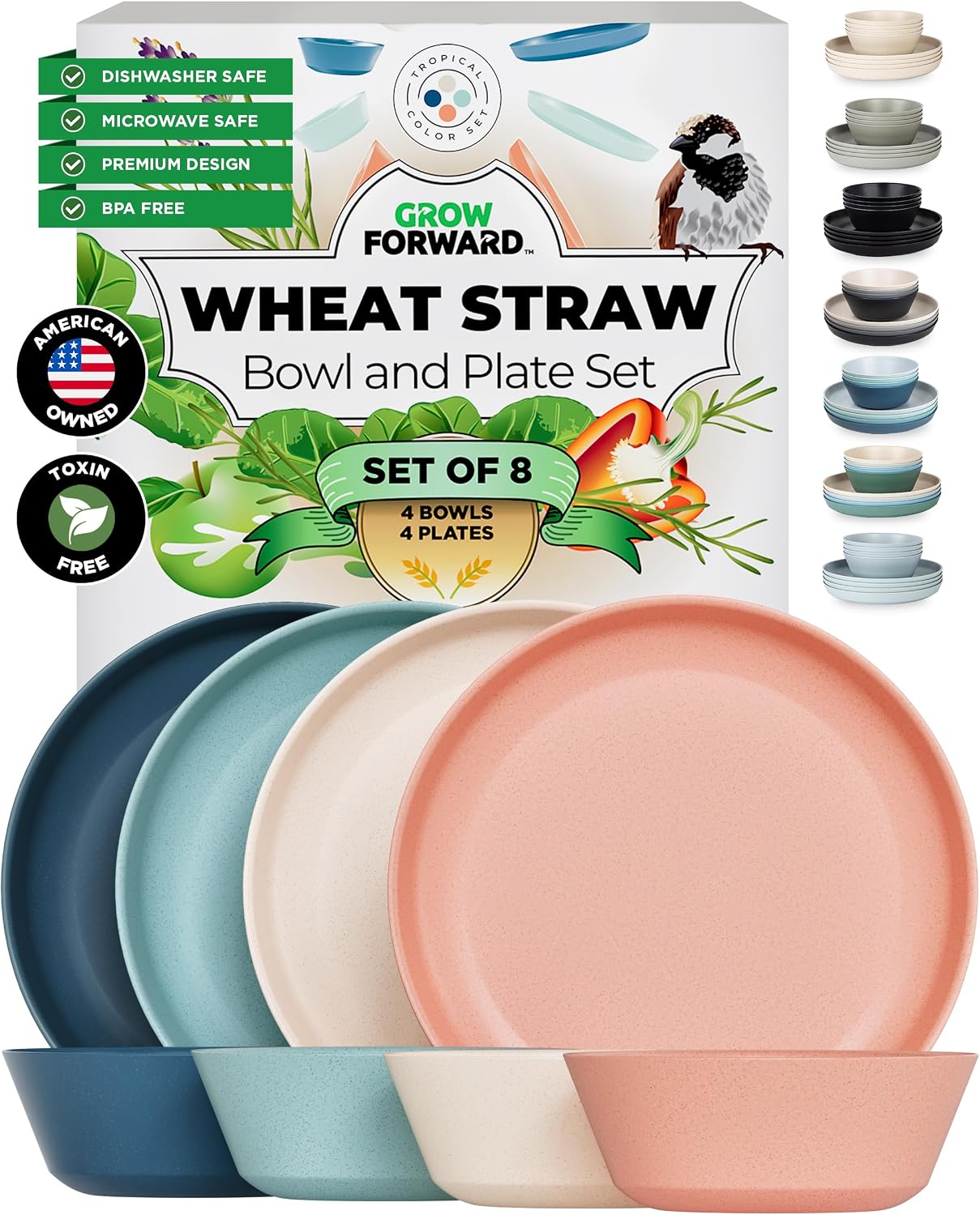 8-Piece Wheat Straw Dinnerware