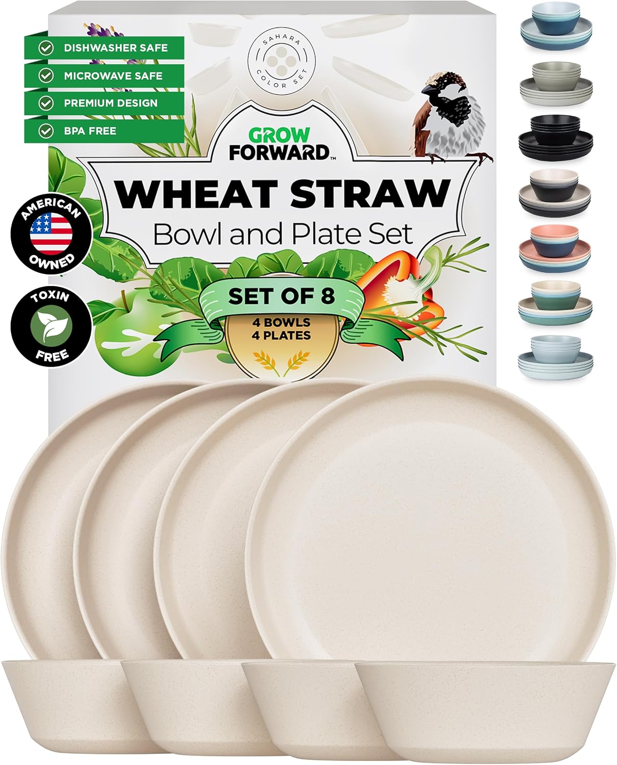 8-Piece Wheat Straw Dinnerware
