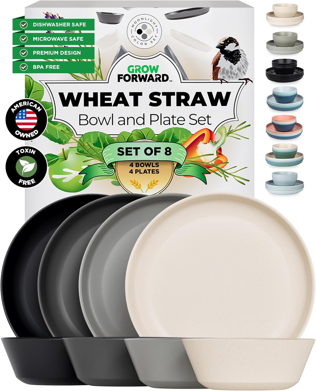 8-Piece Wheat Straw Dinnerware