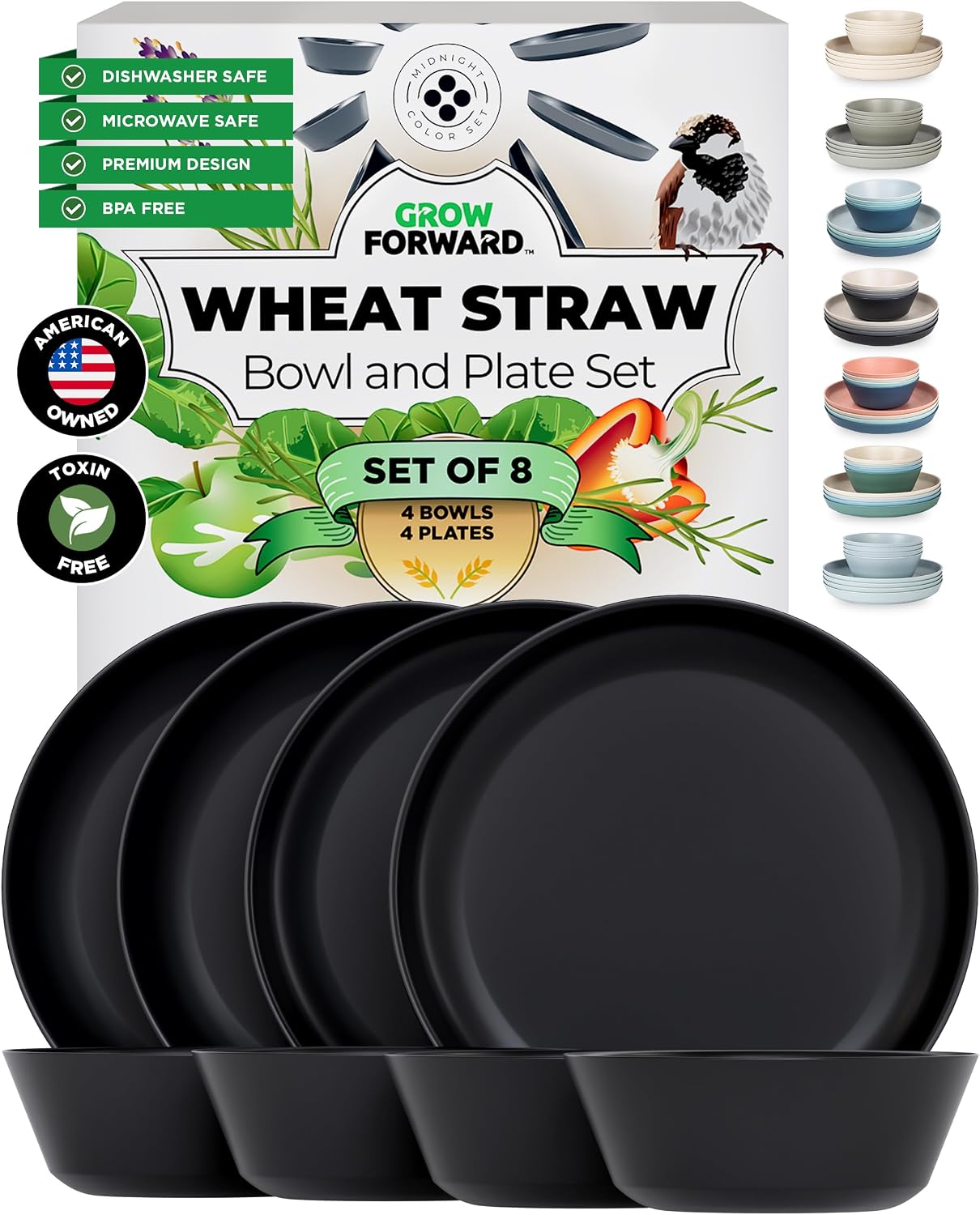 8-Piece Wheat Straw Dinnerware