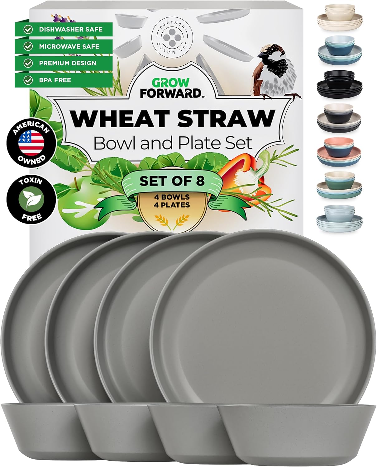 8-Piece Wheat Straw Dinnerware