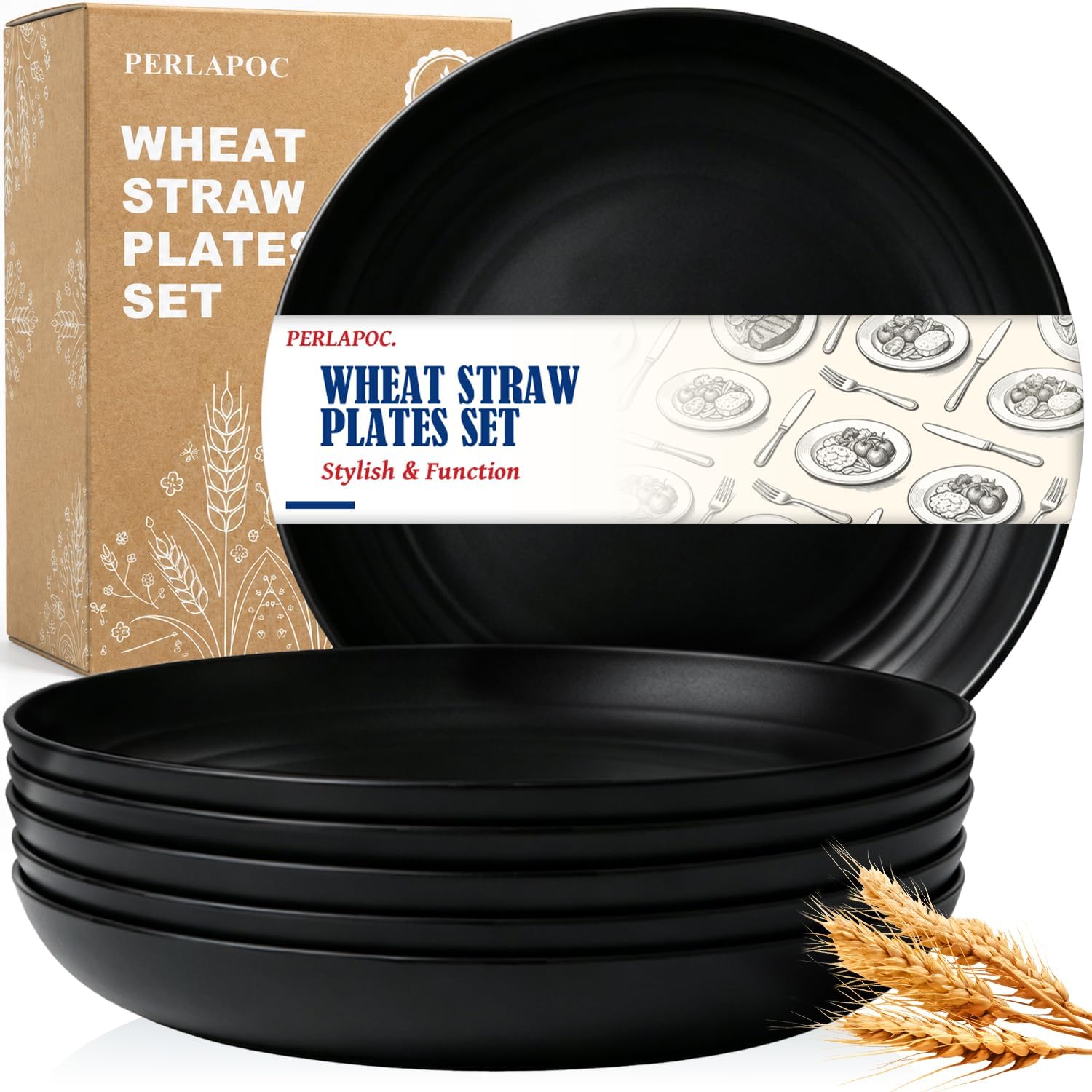 9-inch Wheat Straw Plate Set - 6-Piece