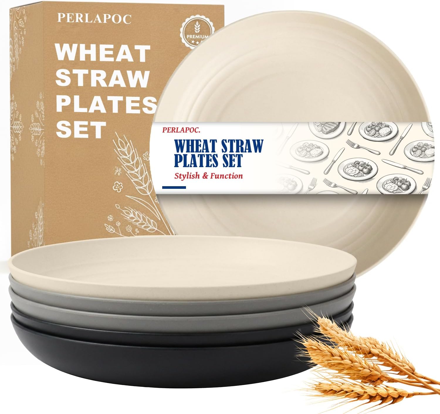 9-inch Wheat Straw Plate Set - 6-Piece