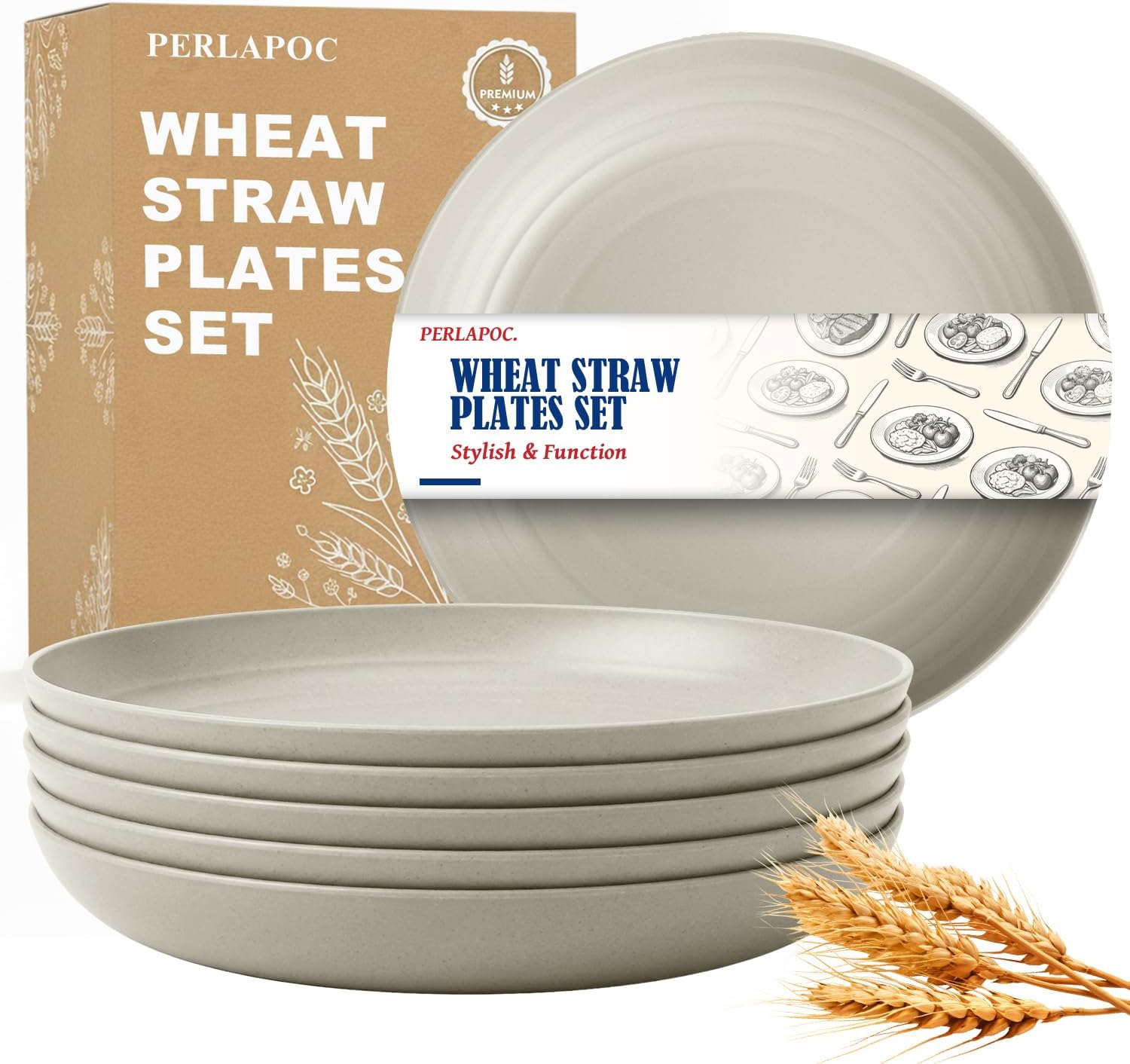 9-inch Wheat Straw Plate Set - 6-Piece