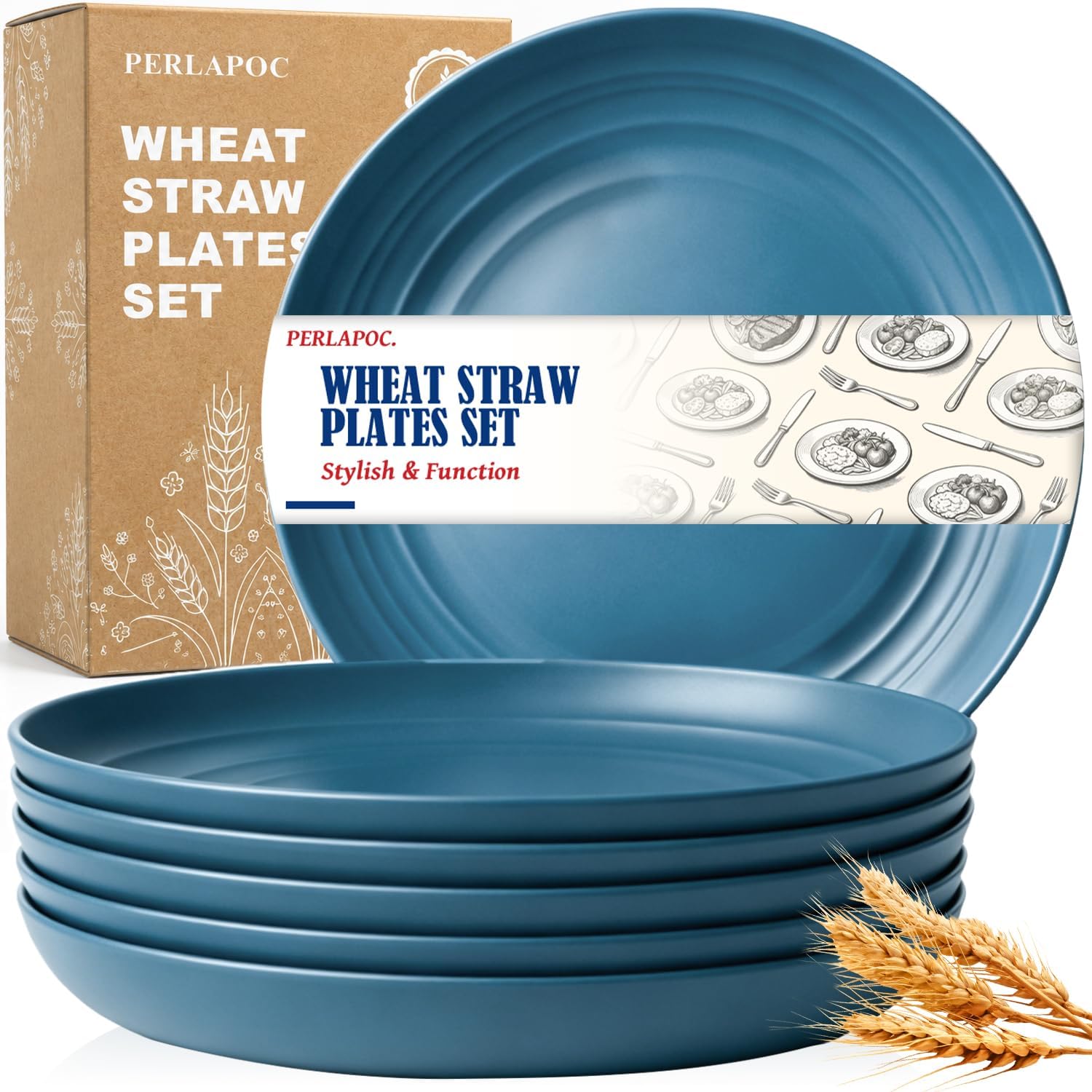 9-inch Wheat Straw Plate Set - 6-Piece