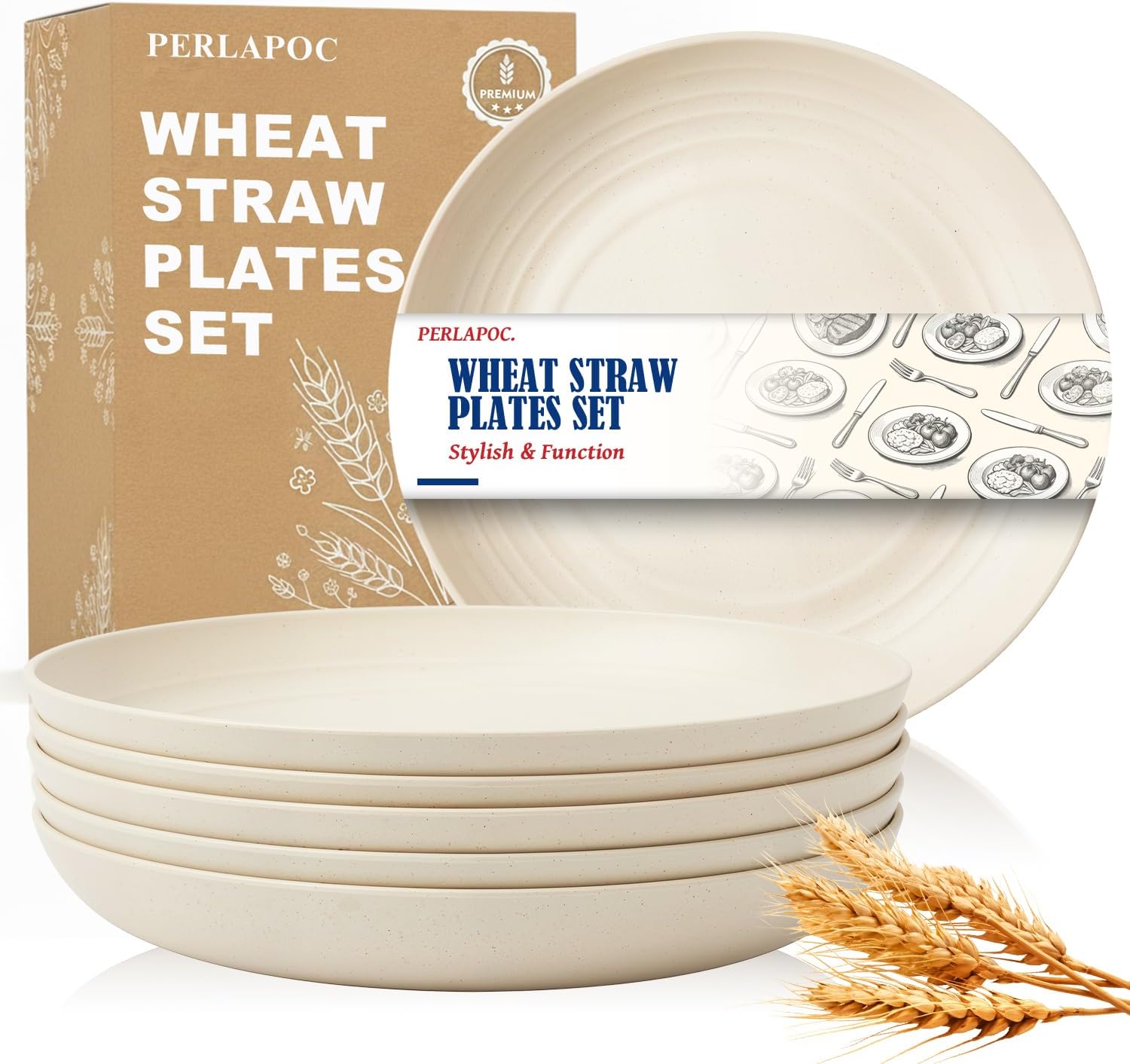 9-inch Wheat Straw Plate Set - 6-Piece