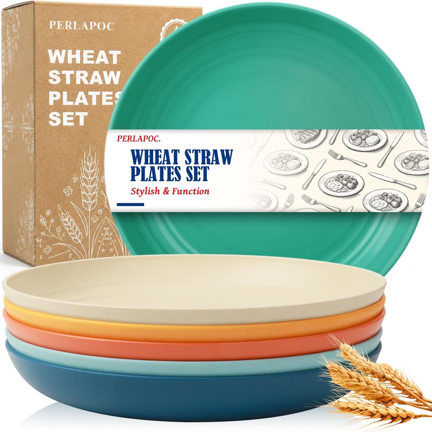 9-inch Wheat Straw Plate Set - 6-Piece