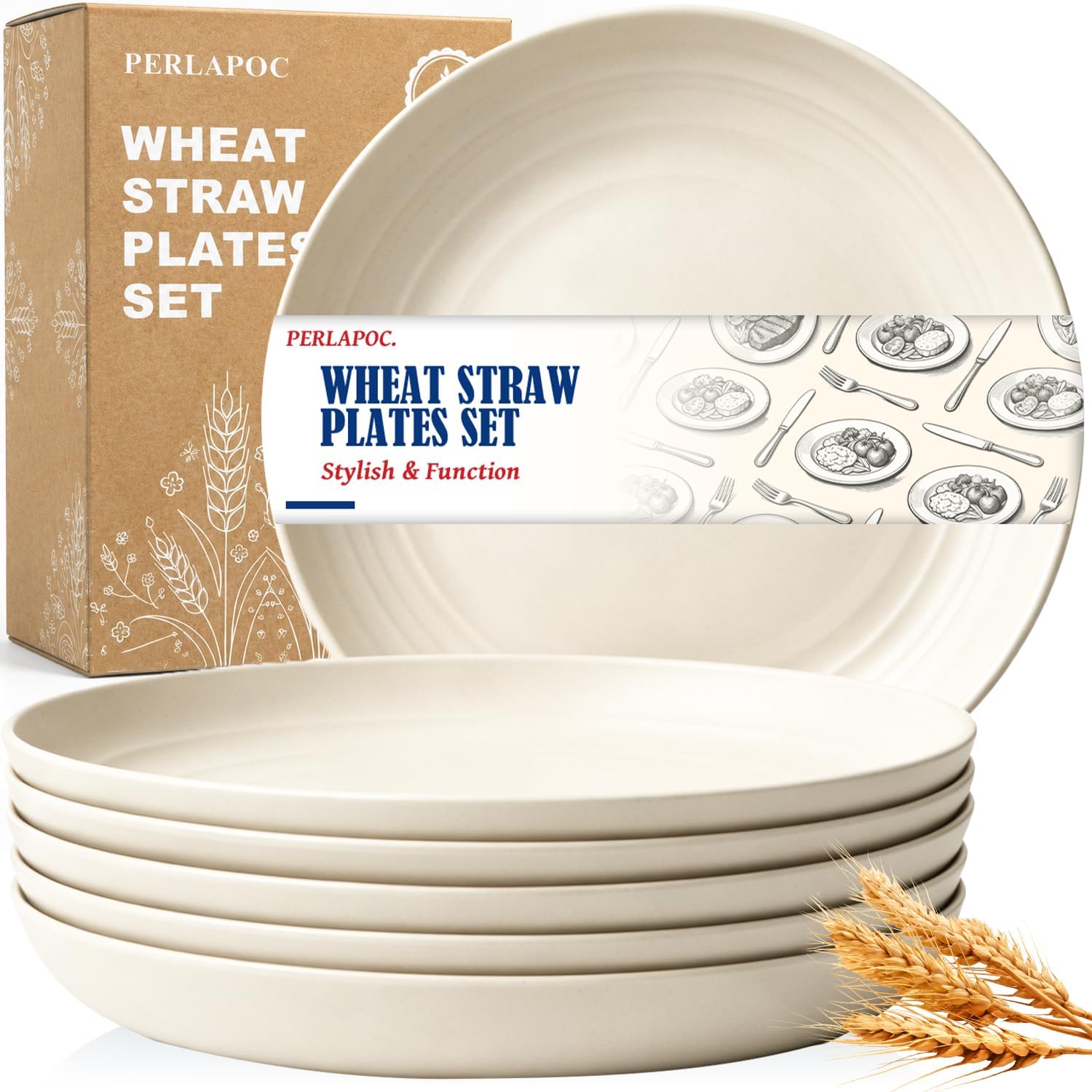 9-inch Wheat Straw Plate Set - 6-Piece