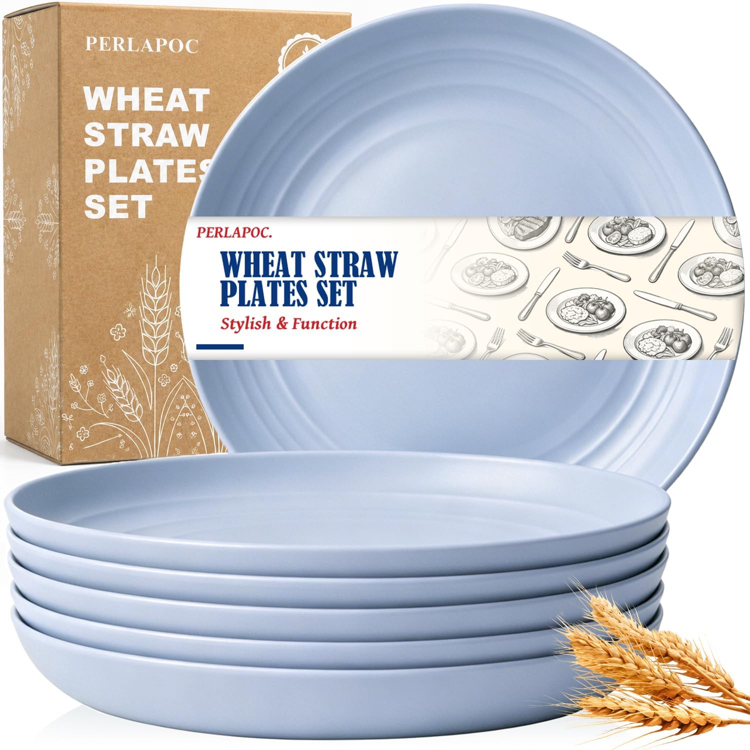 9-inch Wheat Straw Plate Set - 6-Piece