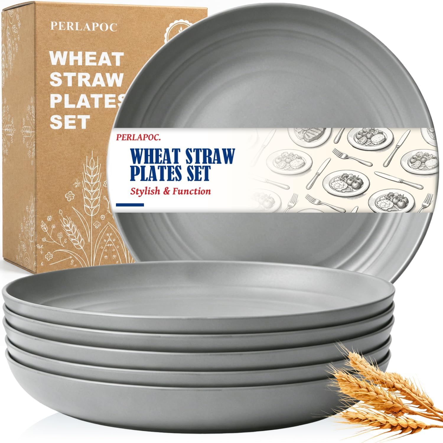 9-inch Wheat Straw Plate Set - 6-Piece