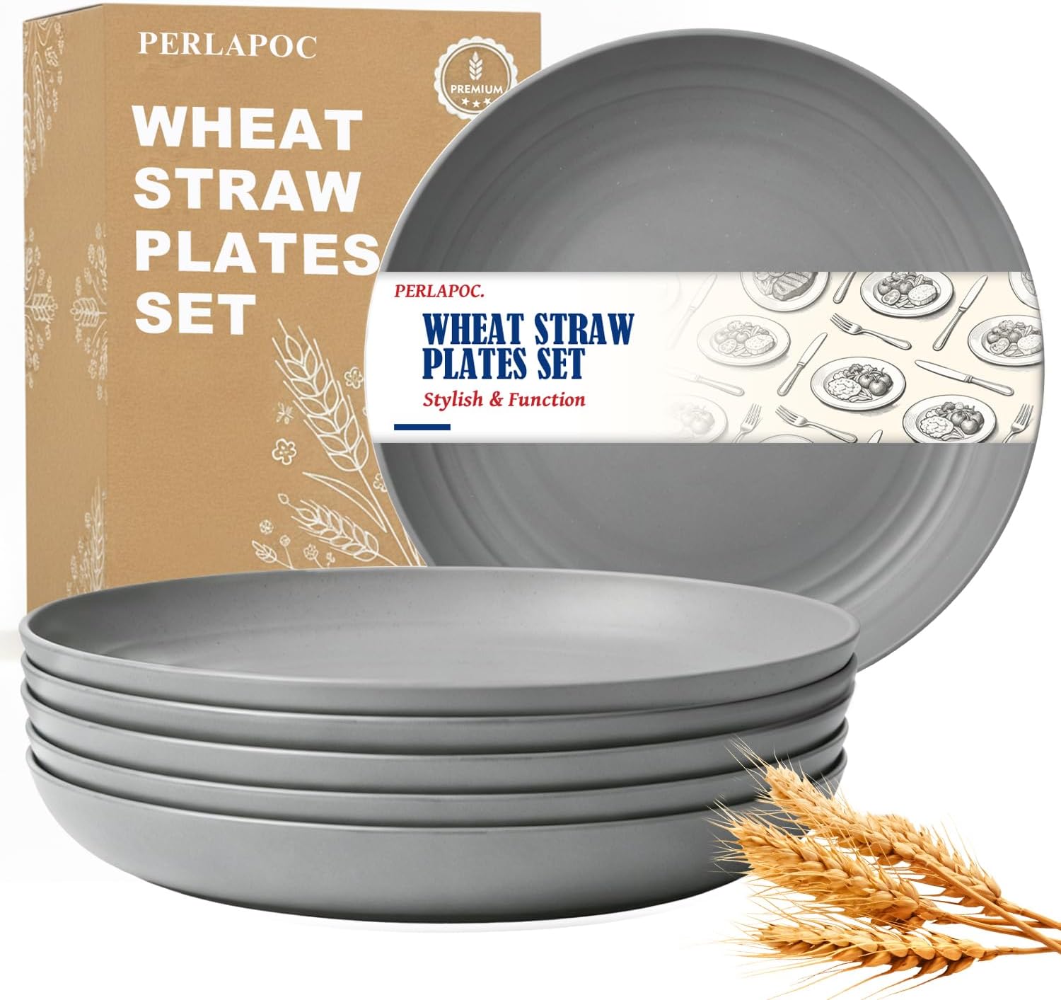 9-inch Wheat Straw Plate Set - 6-Piece