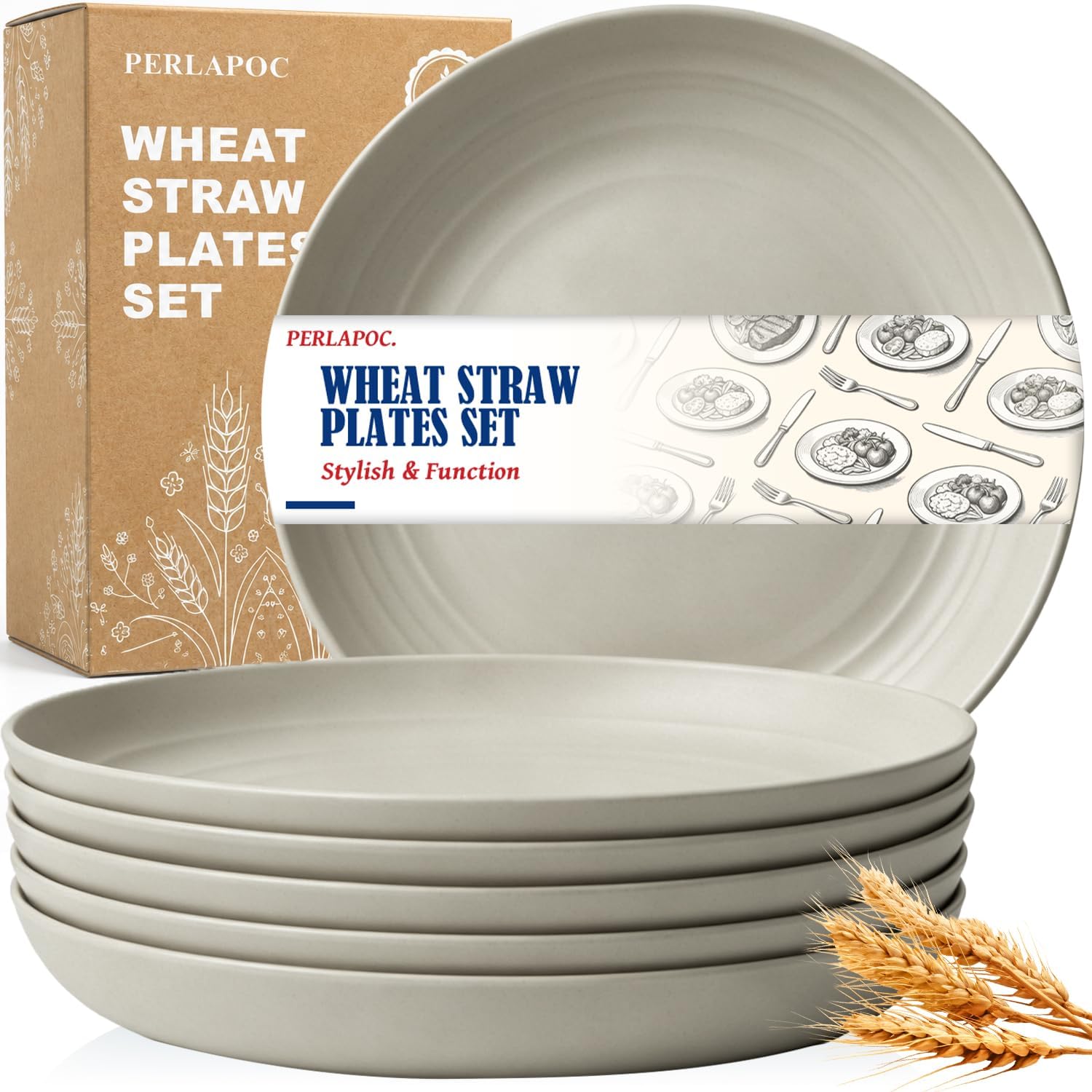 9-inch Wheat Straw Plate Set - 6-Piece
