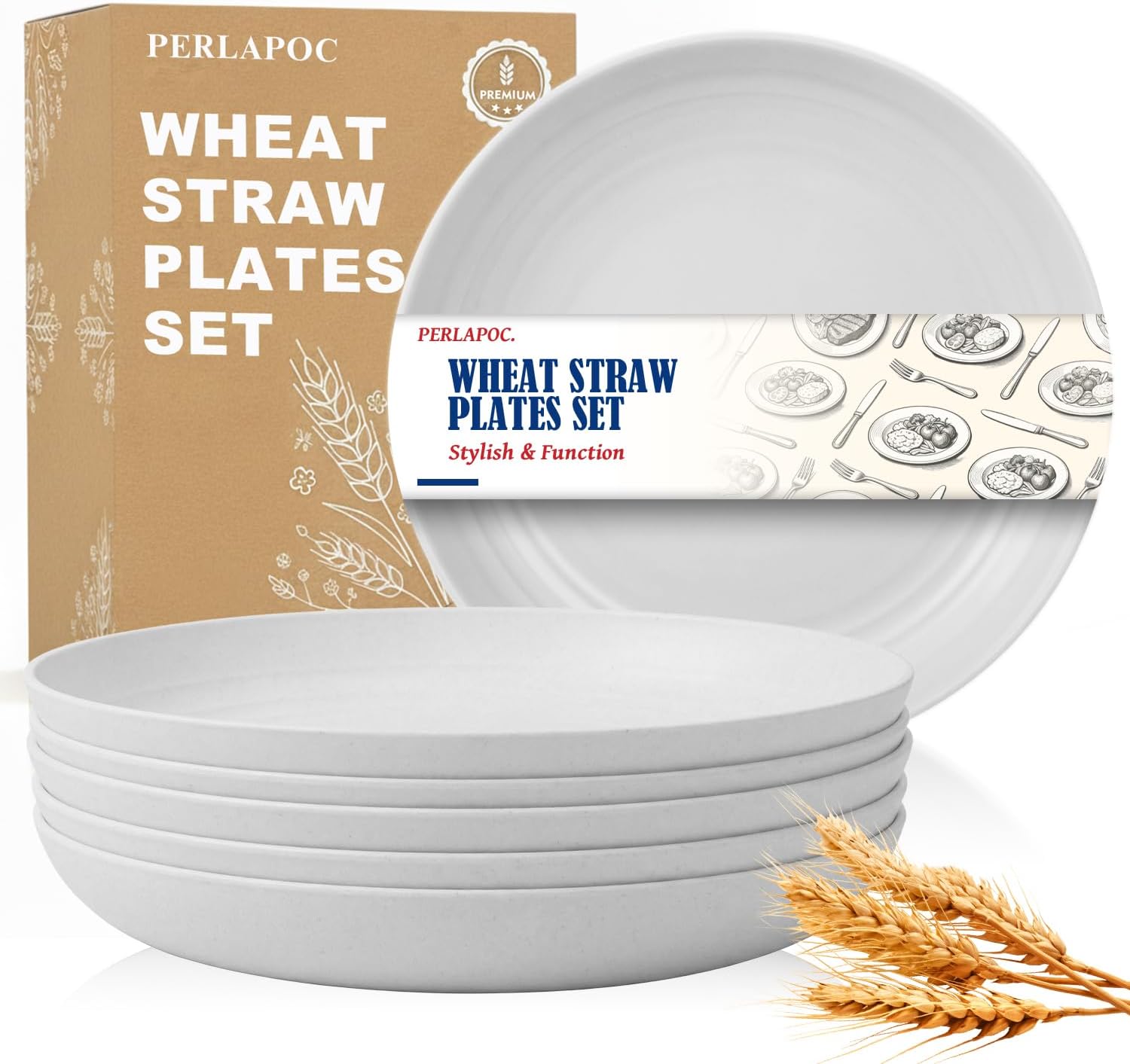 9-inch Wheat Straw Plate Set - 6-Piece