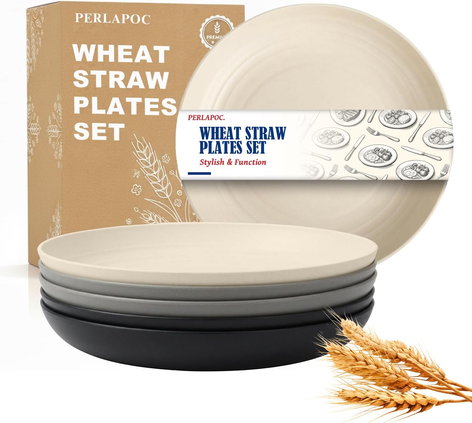 9-inch Wheat Straw Plate Set - 6-Piece