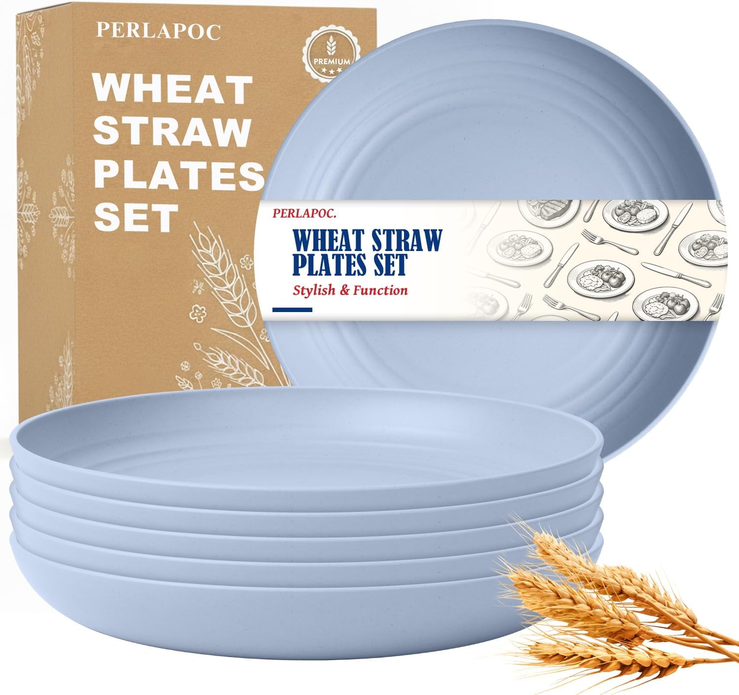 9-inch Wheat Straw Plate Set - 6-Piece
